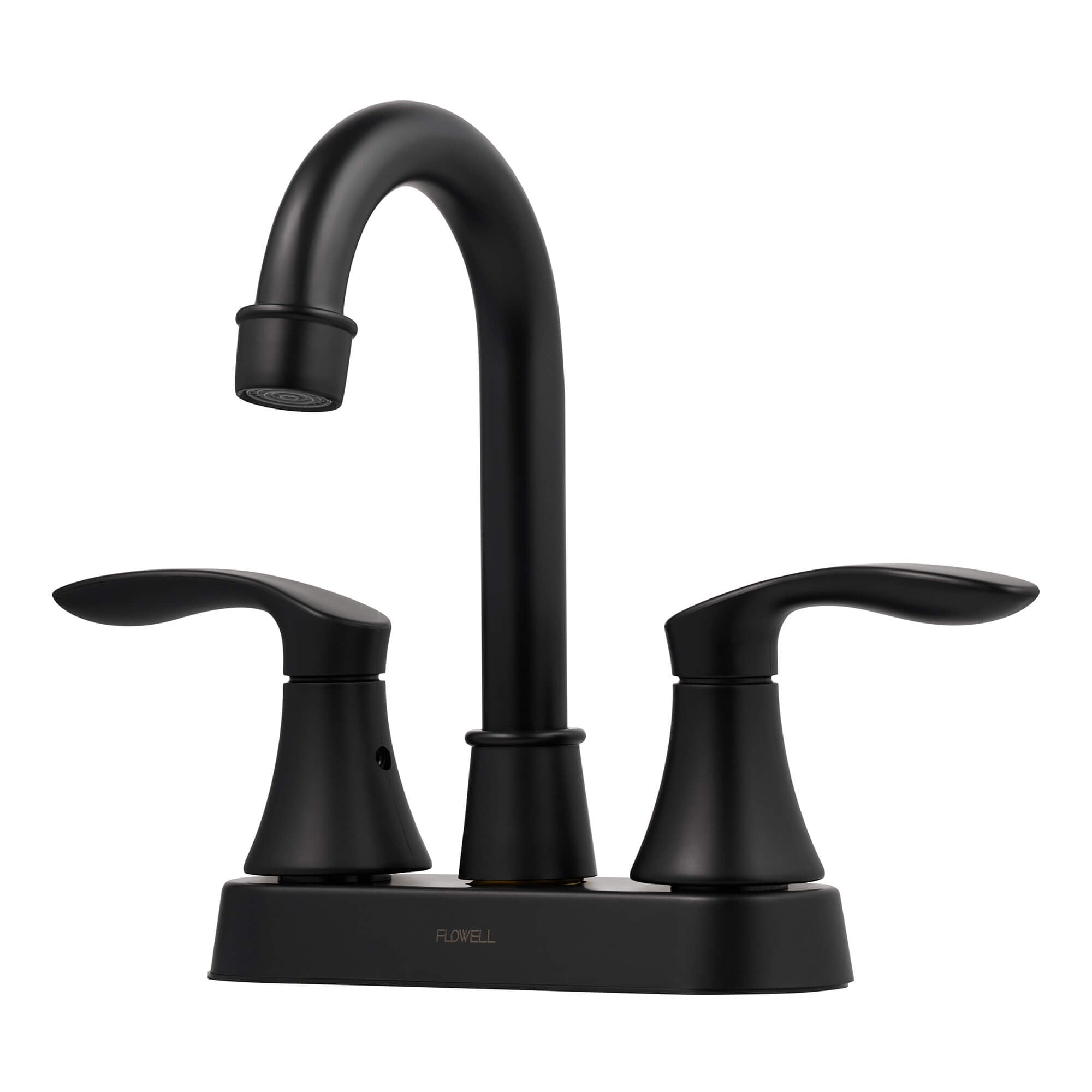 Alexandria 2-Handle Bathroom Faucet in Matte Black, three-quarter view.