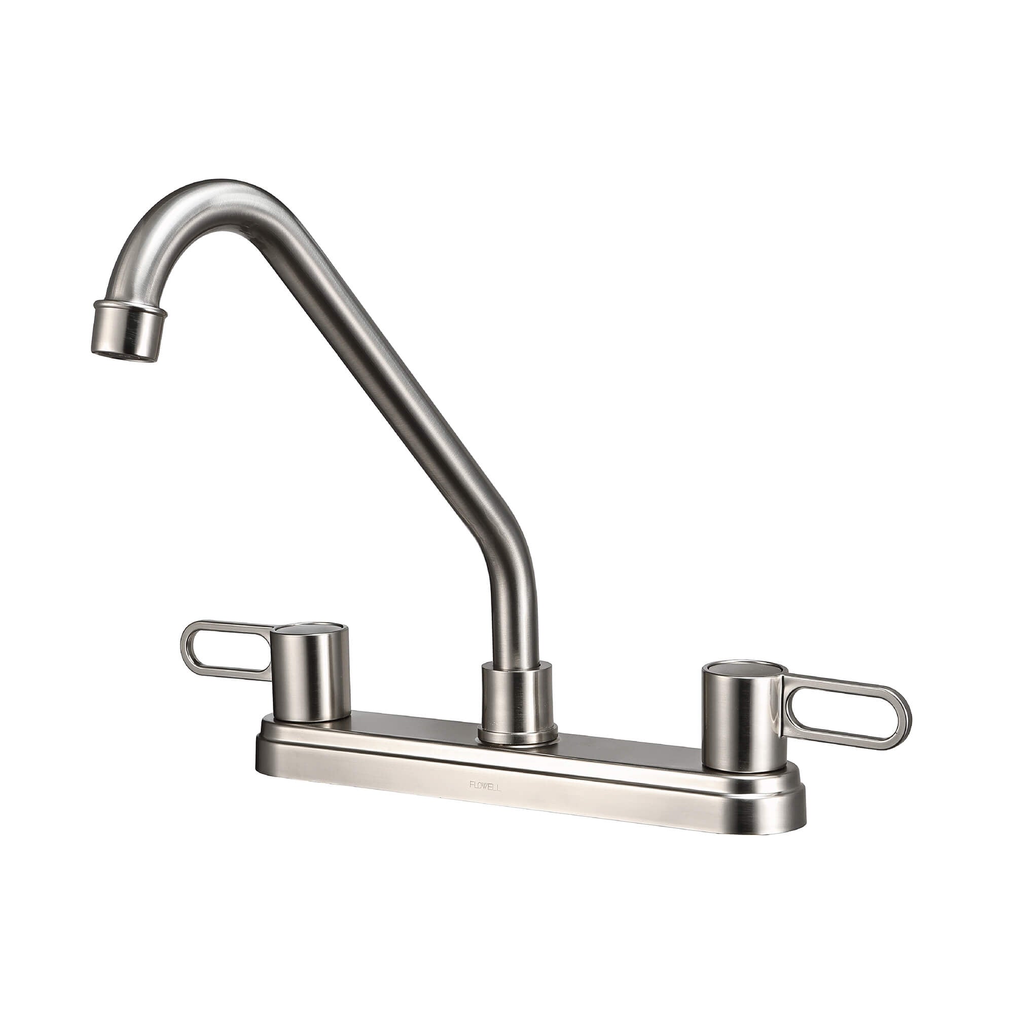 Nova 2-Handle Kitchen Faucet in Brushed Nickel, Three-Quarter View.
