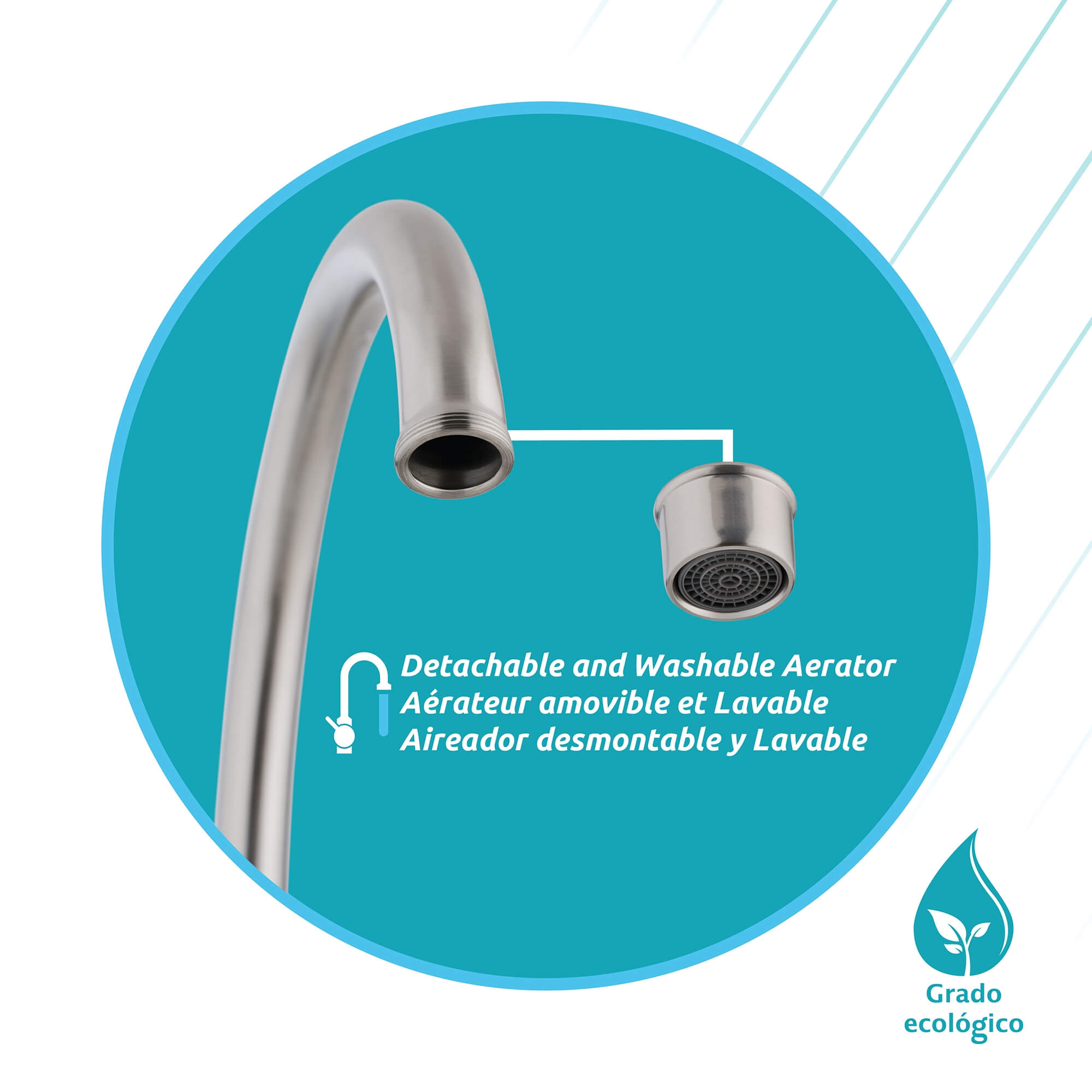 Nova 2-Handle Kitchen Faucet in Brushed Nickel, Attribute Detail View 2.