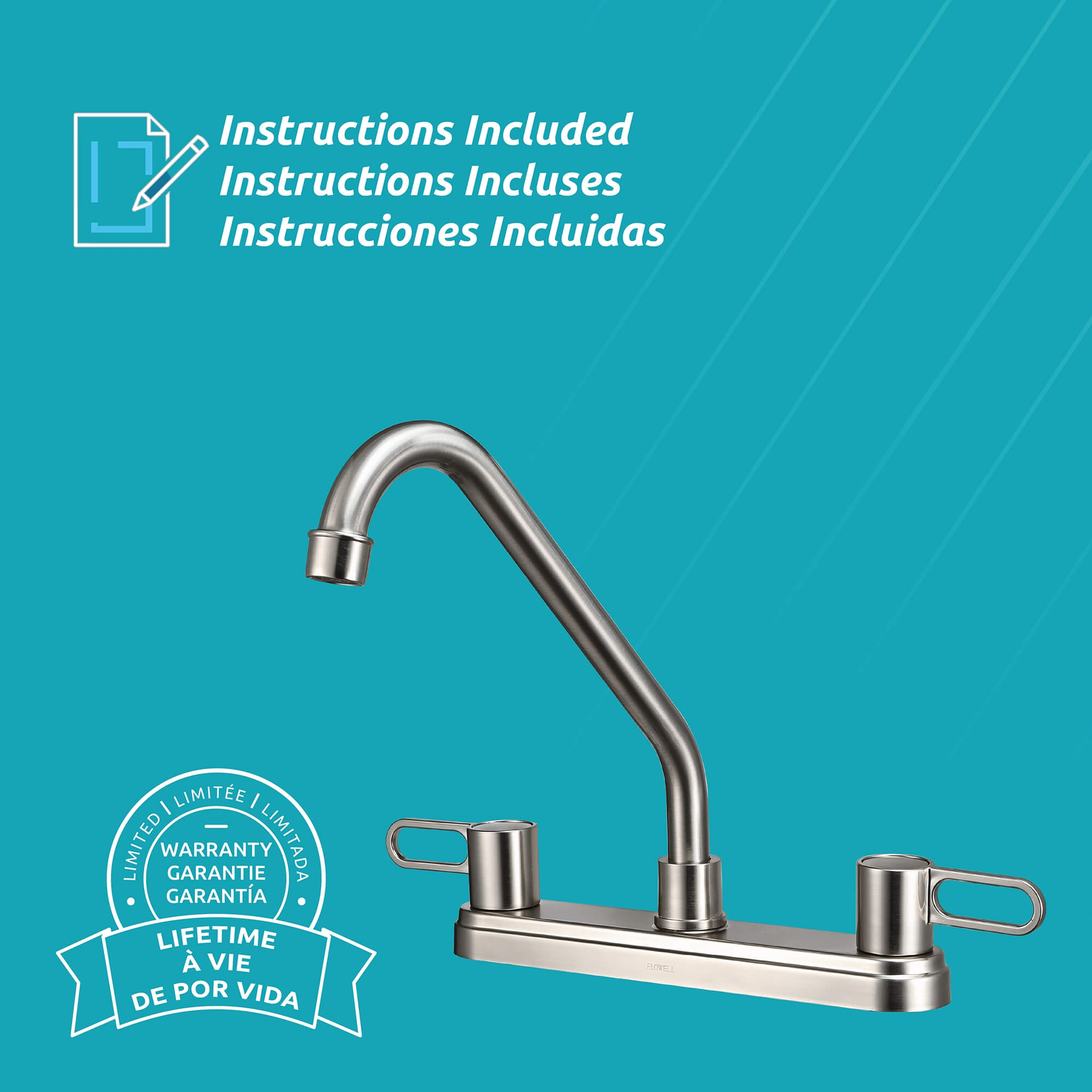 Nova 2-Handle Kitchen Faucet in Brushed Nickel, Attribute Detail View 3.