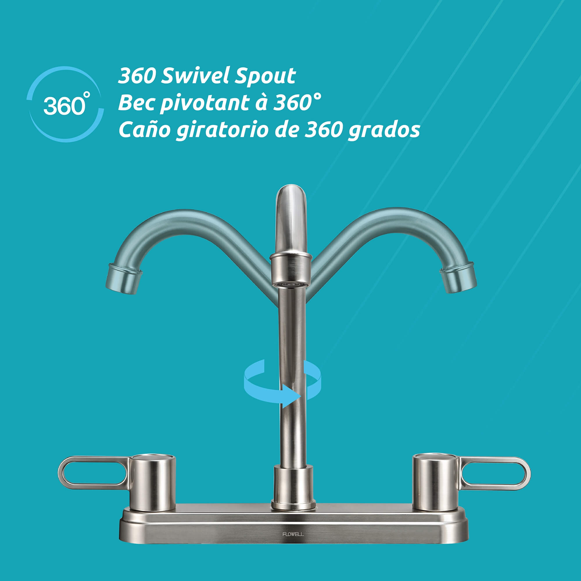Nova 2-Handle Kitchen Faucet in Brushed Nickel, Attribute Detail View 4.