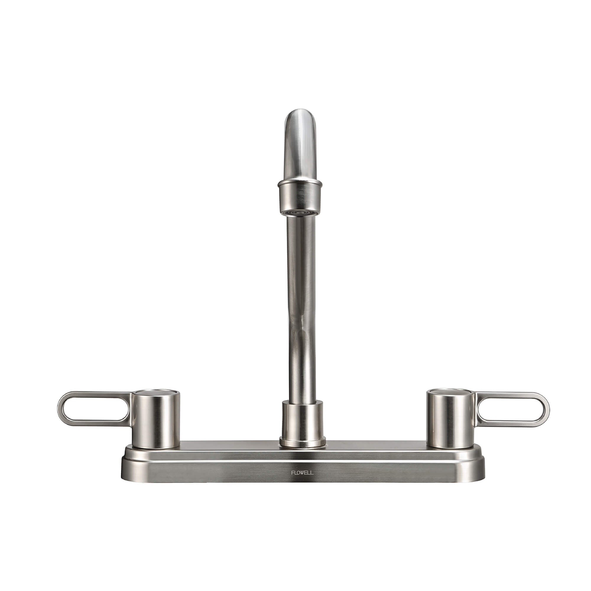 Nova 2-Handle Kitchen Faucet in Brushed Nickel, Front View.