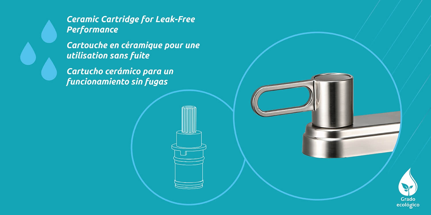Nova 2-Handle Kitchen Faucet in Brushed Nickel, Block Image 2.