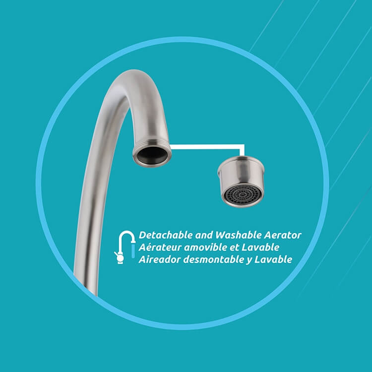 Nova 2-Handle Kitchen Faucet in Brushed Nickel, Block Image 4.