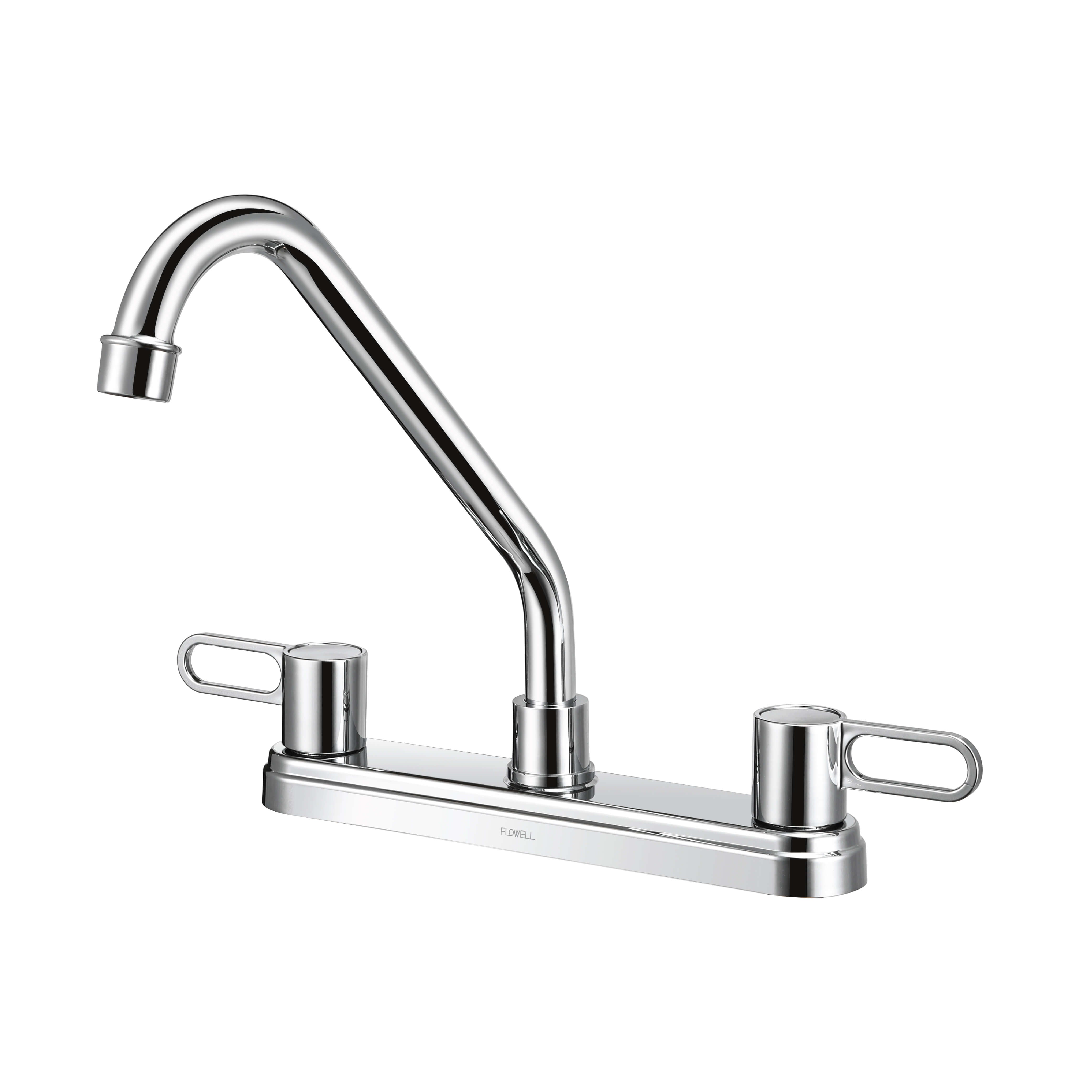 Nova 2-Handle Kitchen Faucet in Chrome, Three-Quarter View.