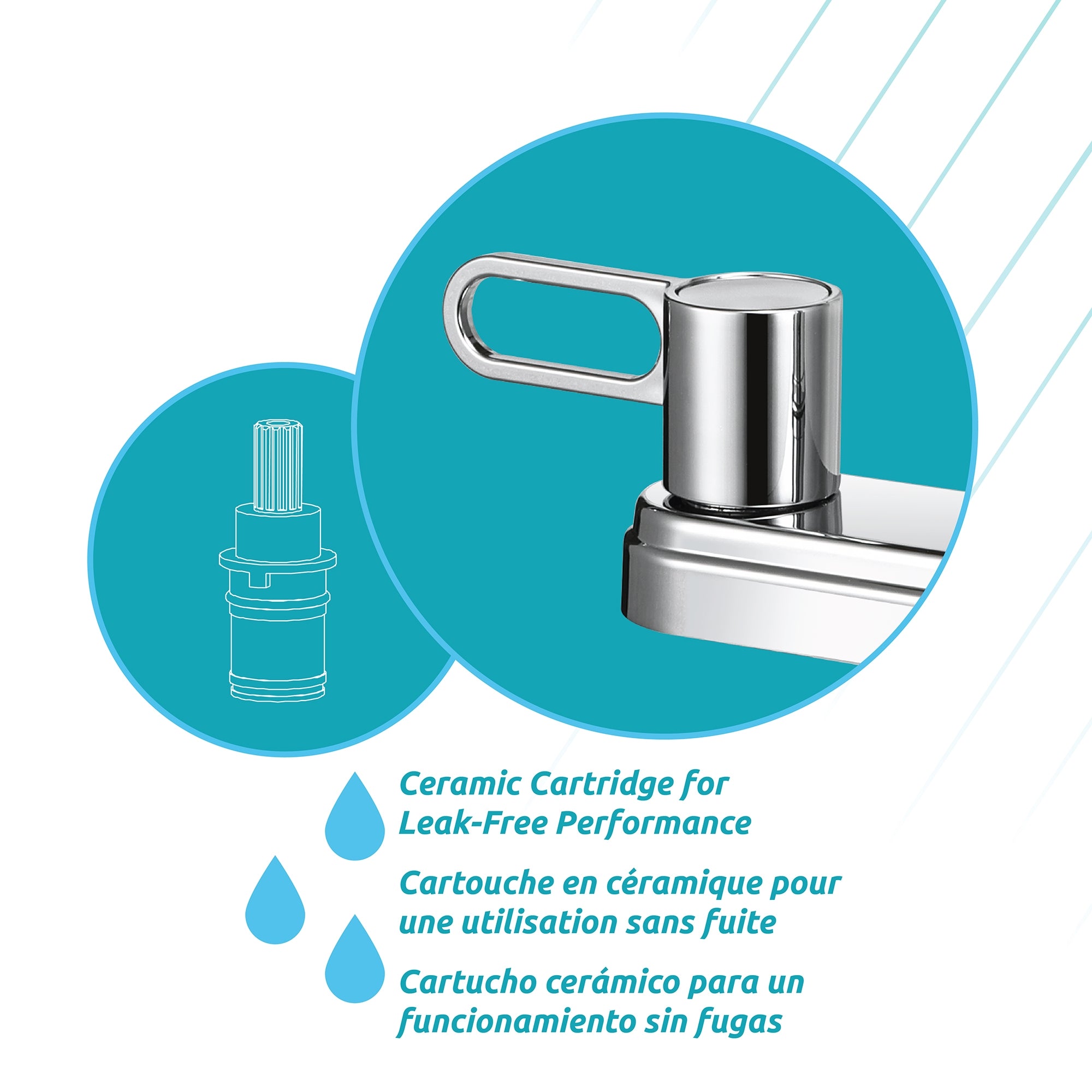Nova 2-Handle Kitchen Faucet in Chrome, Attribute Detail View 1.