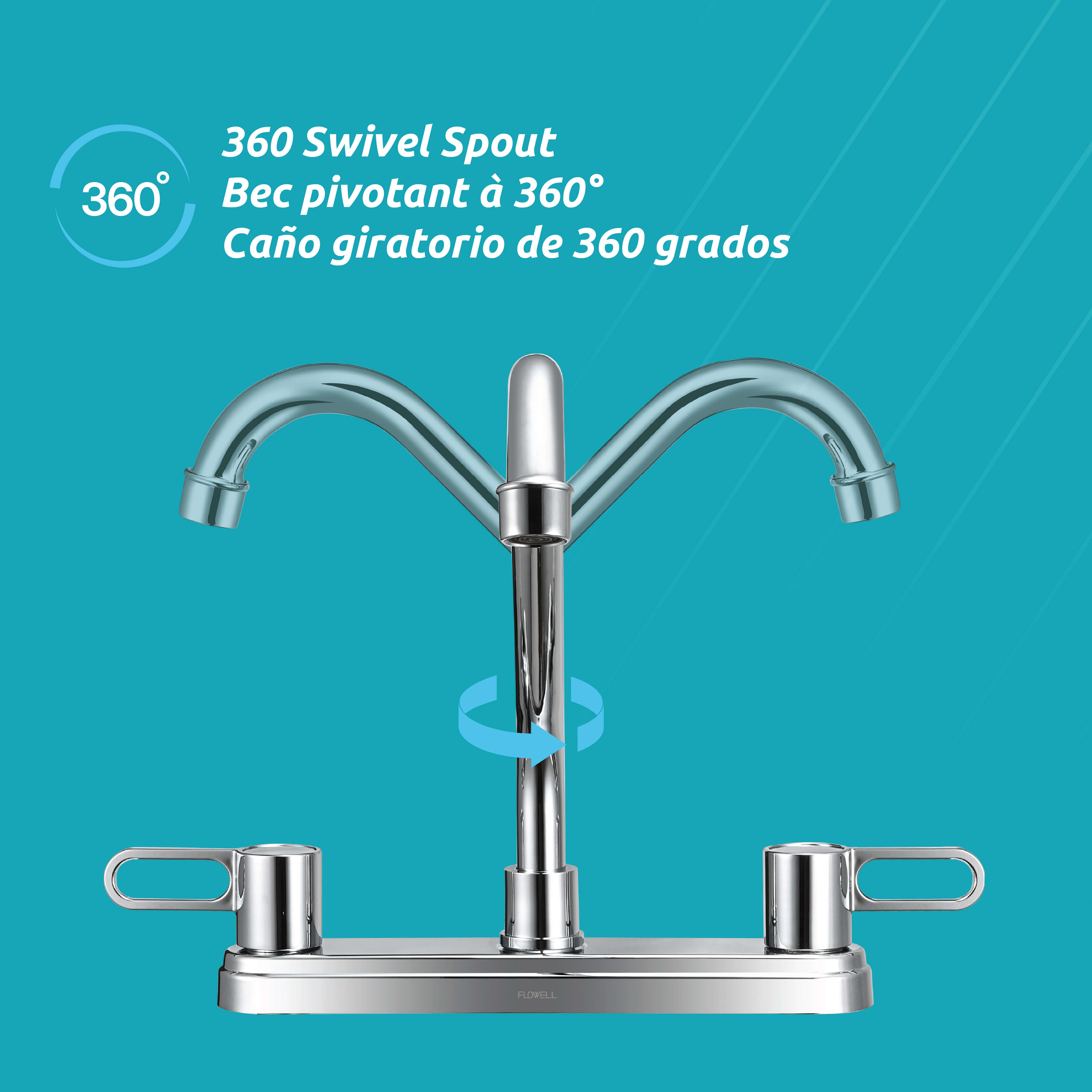 Nova 2-Handle Kitchen Faucet in Chrome, Attribute Detail View 4.