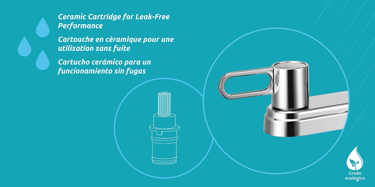 Nova 2-Handle Kitchen Faucet in Chrome, Block Image 2.