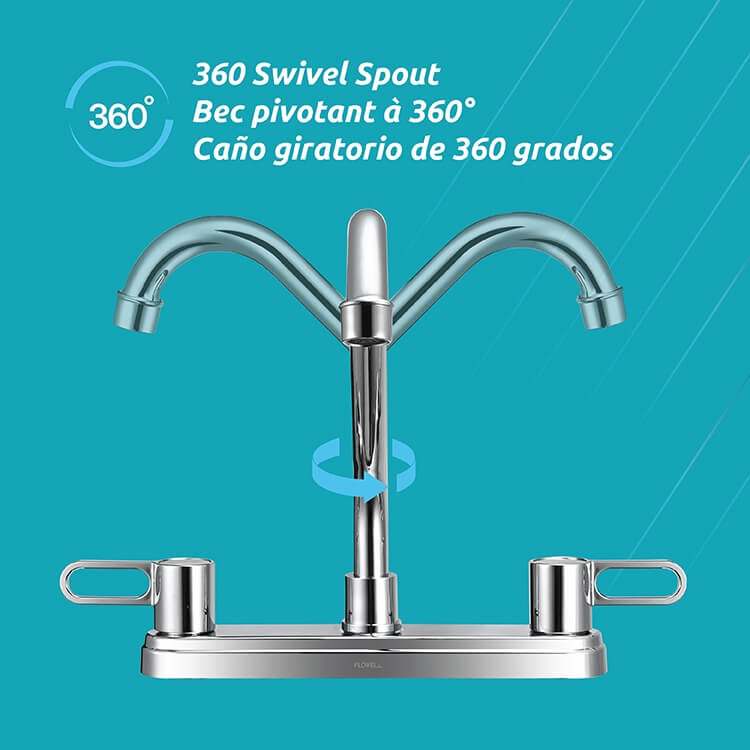 Nova 2-Handle Kitchen Faucet in Chrome, Block Image 3.