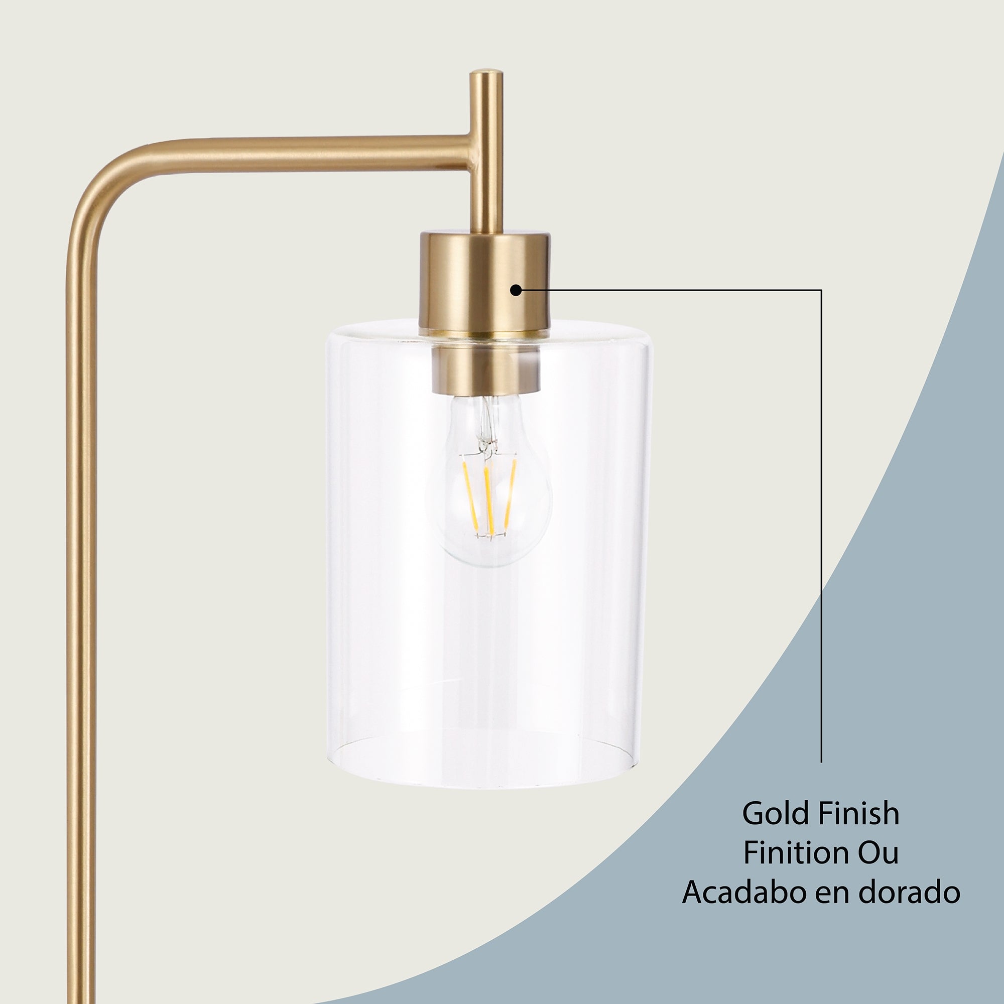 Liza 1-Light Arched Floor Lamp, Attribute Detail View 1.