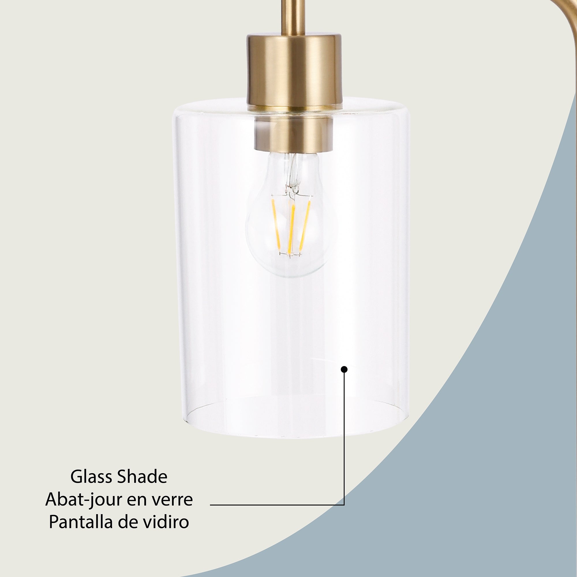 Liza 1-Light Arched Floor Lamp, Attribute Detail View 2.