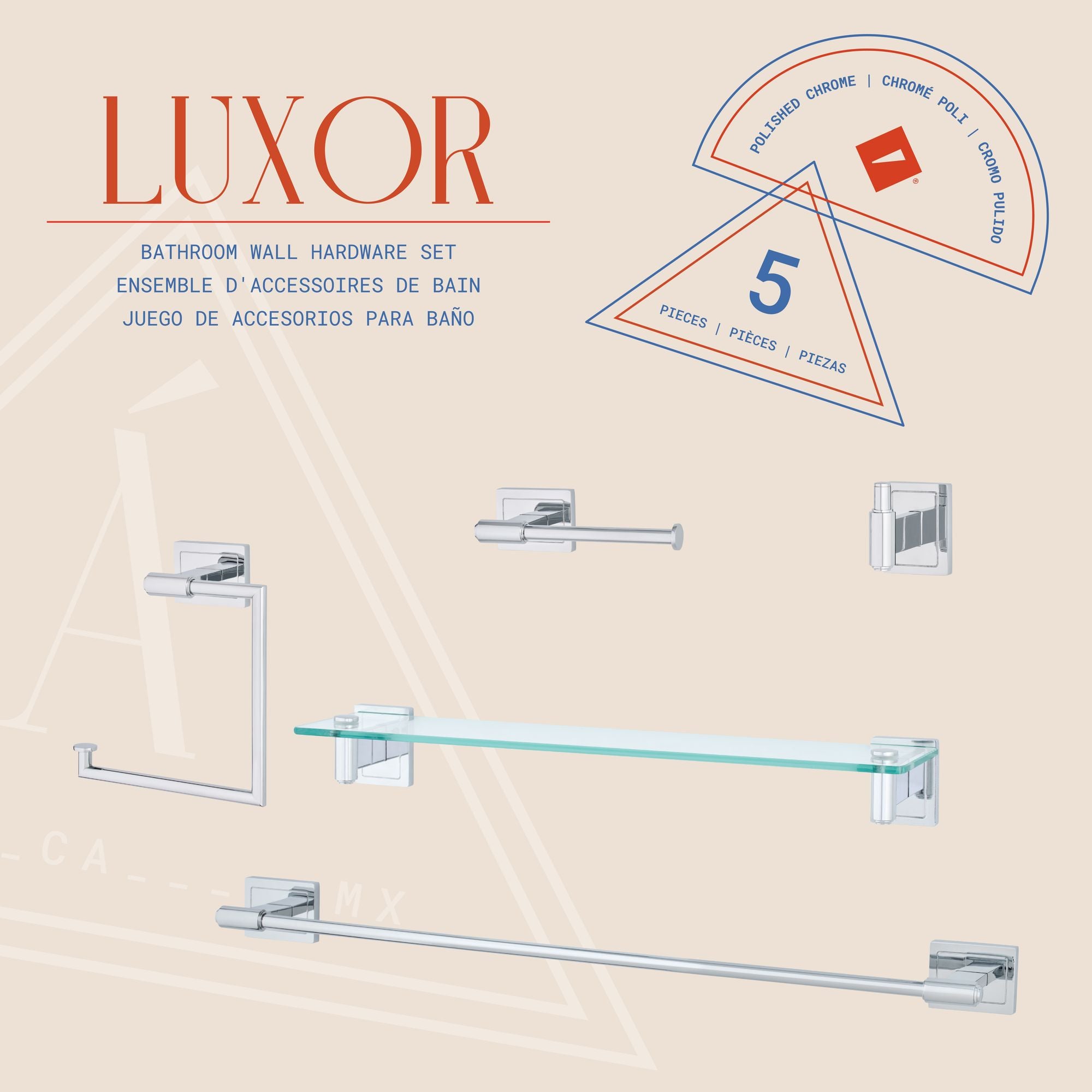 Luxor 5-Pc Wall Hardware Set