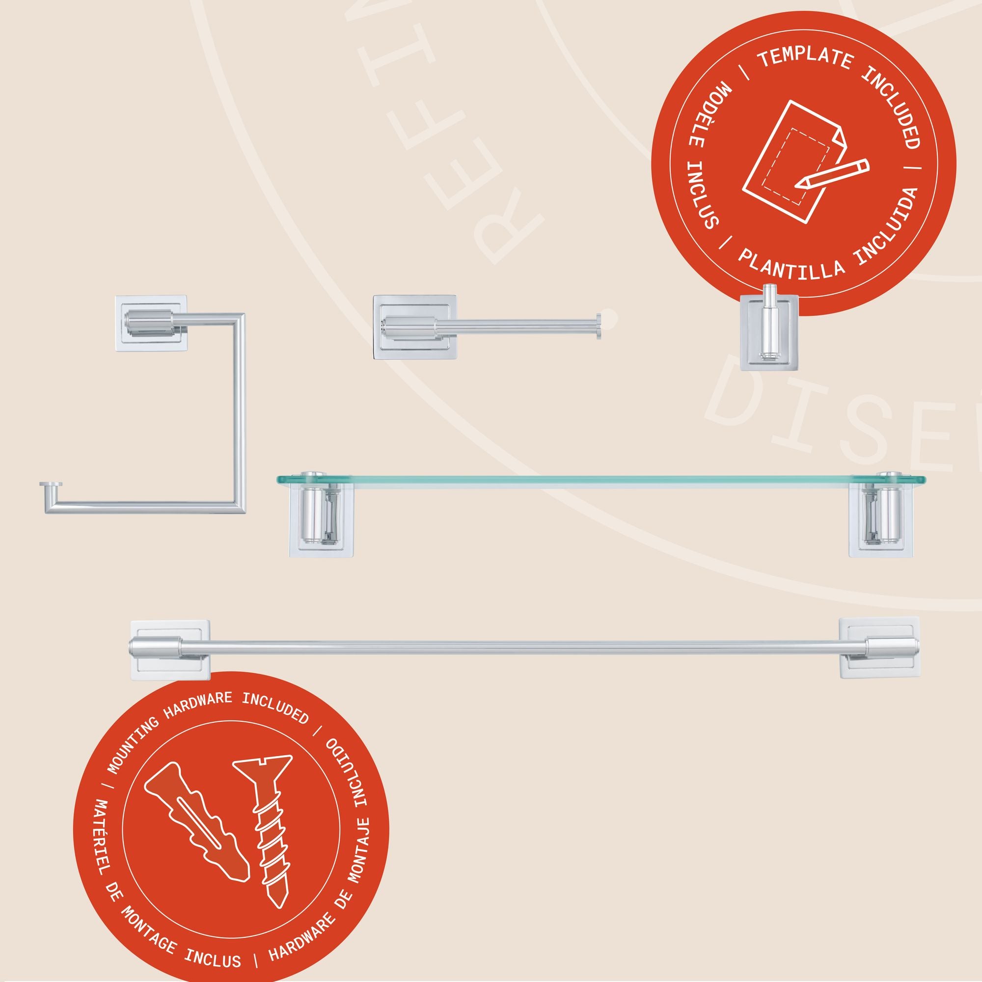 Luxor 5-Pc Wall Hardware Set