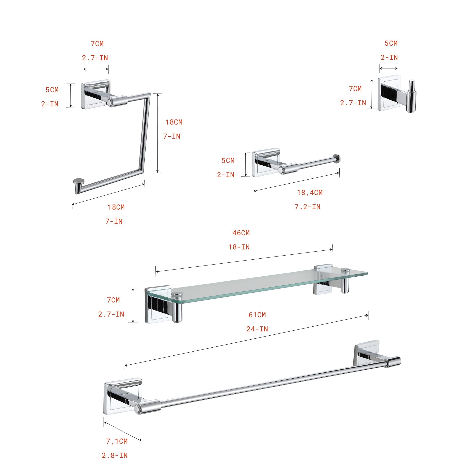 Luxor 5-Pc Wall Hardware Set