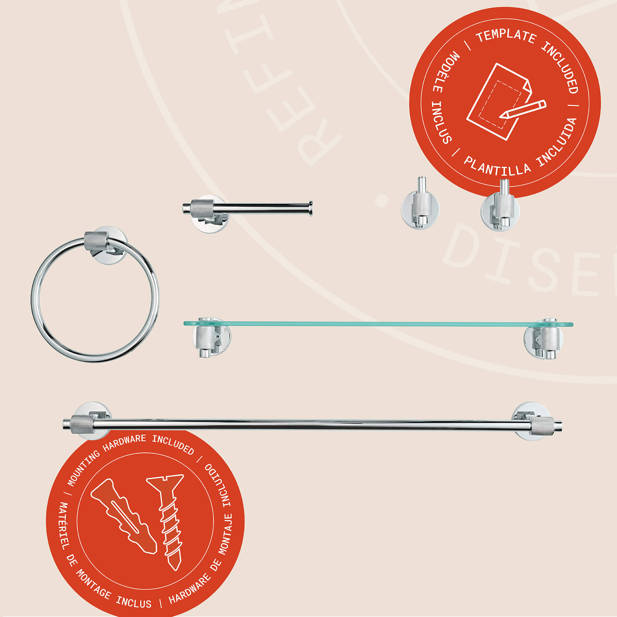 Milan 6-Pc Wall Hardware Set