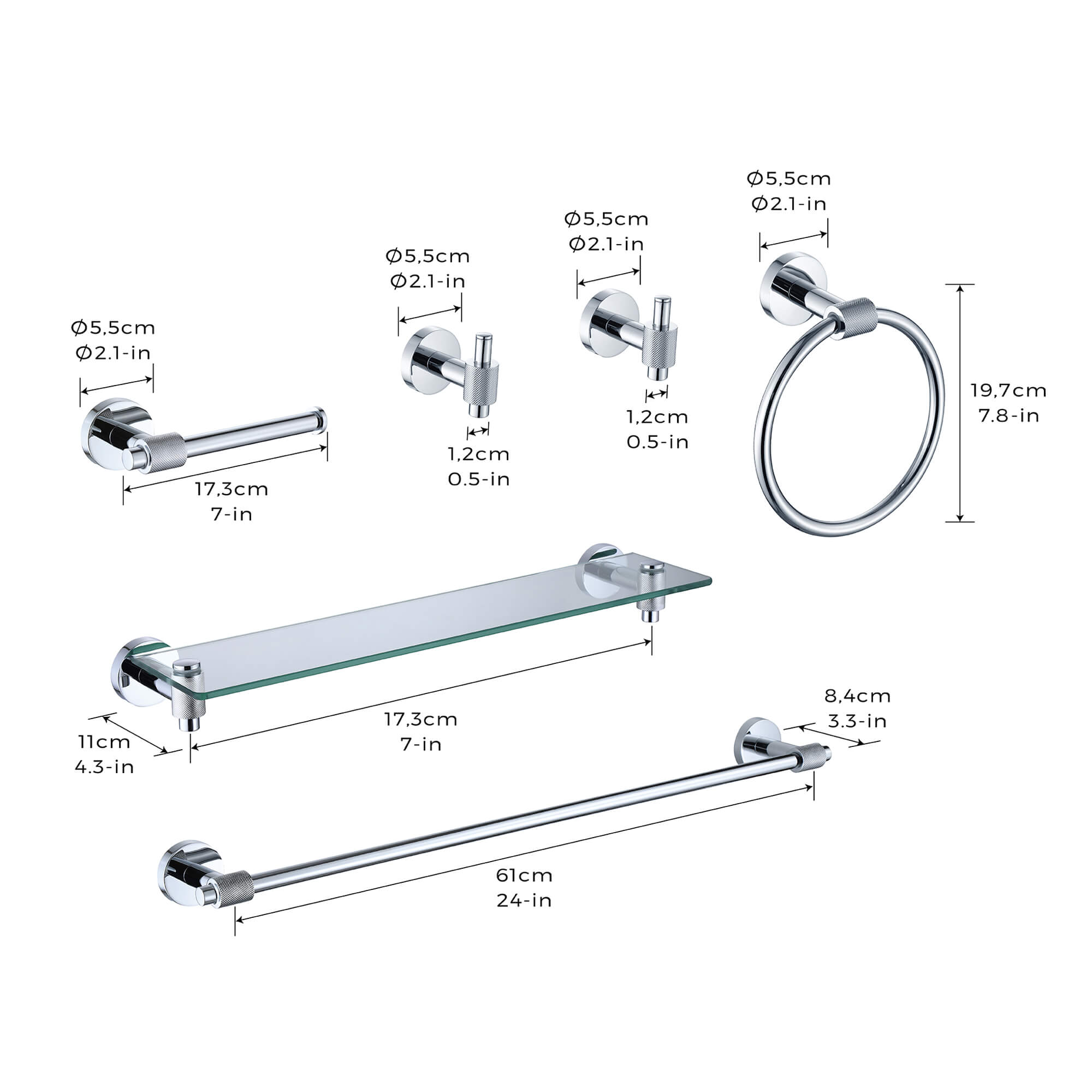 Milan 6-Pc Wall Hardware Set