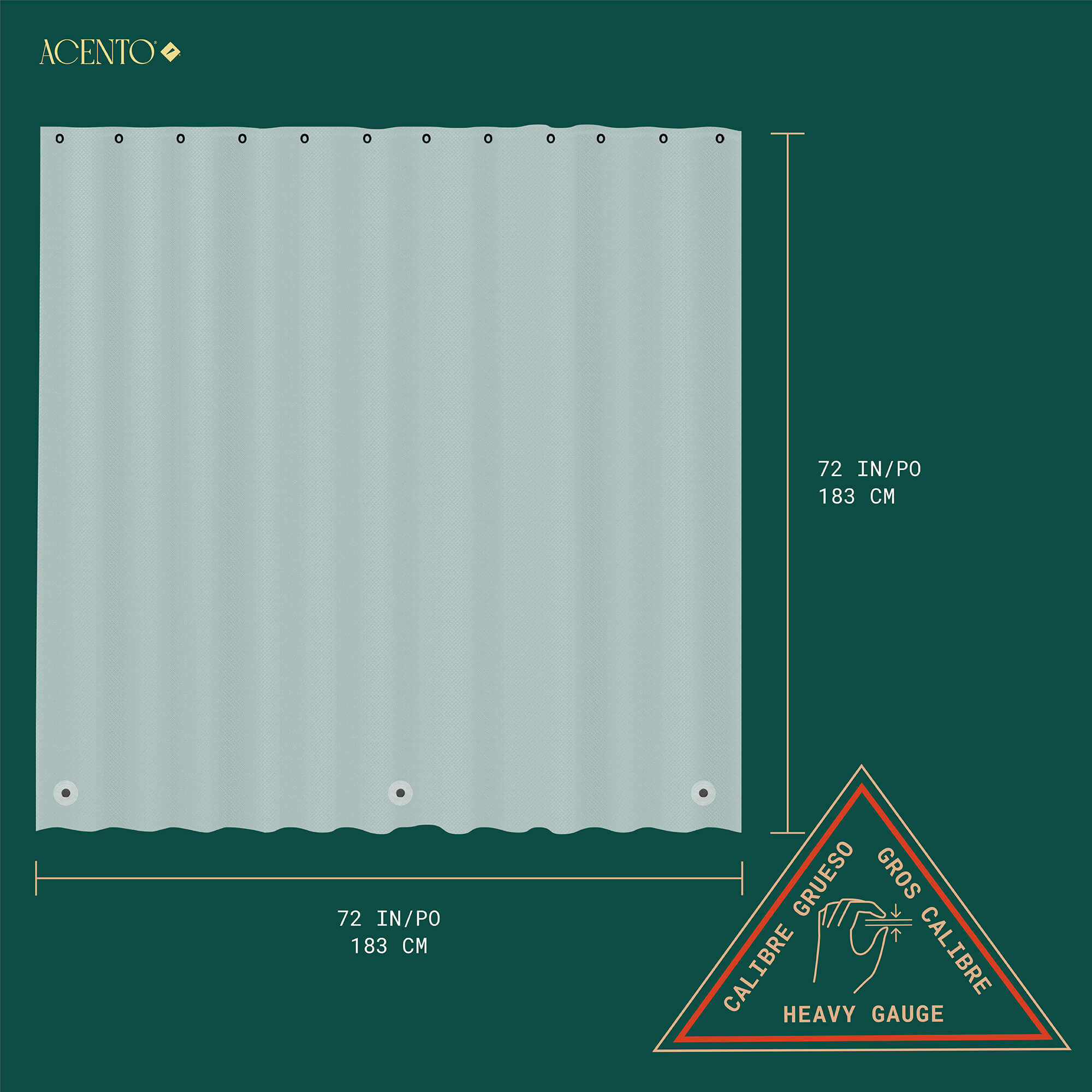 Diamonds PEVA Shower Liner in Black / White, dimensions diagram.