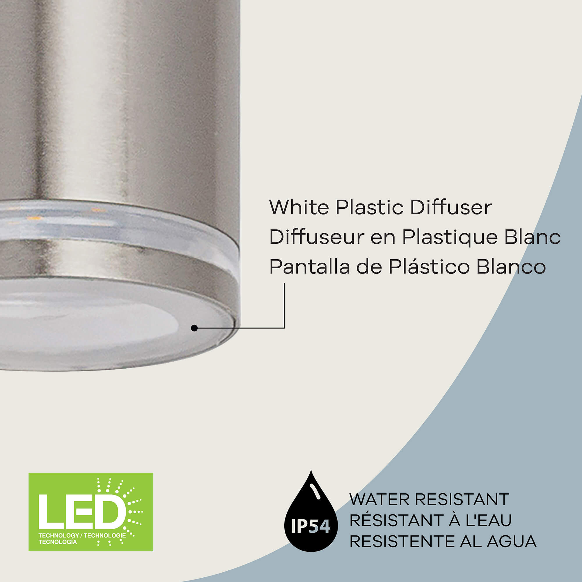 Teico LED Wall Sconce in Stainless Steel, Attribute Detail View 1.