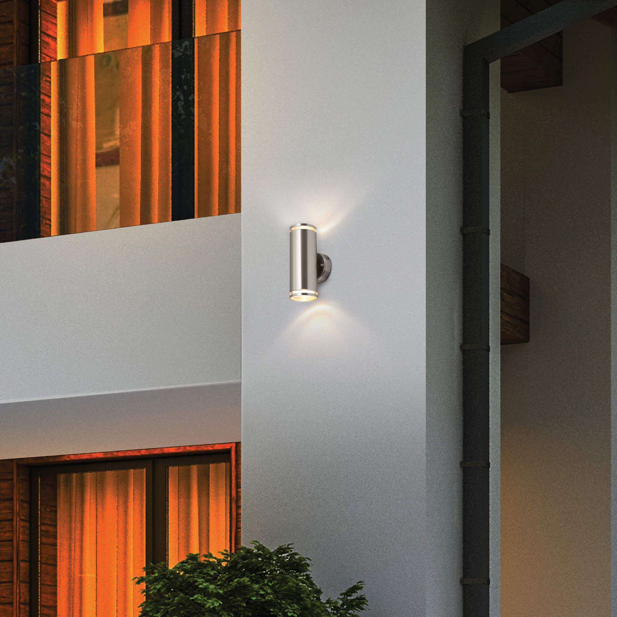 Teico LED Wall Sconce in Stainless Steel, Lifestyle View.