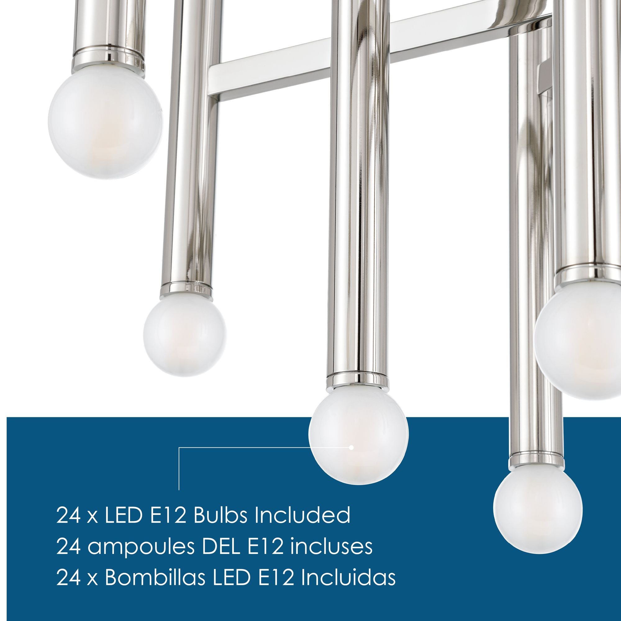 Melrose 24-Light Pendant in Polish Santin, Attribute Detail View 2.