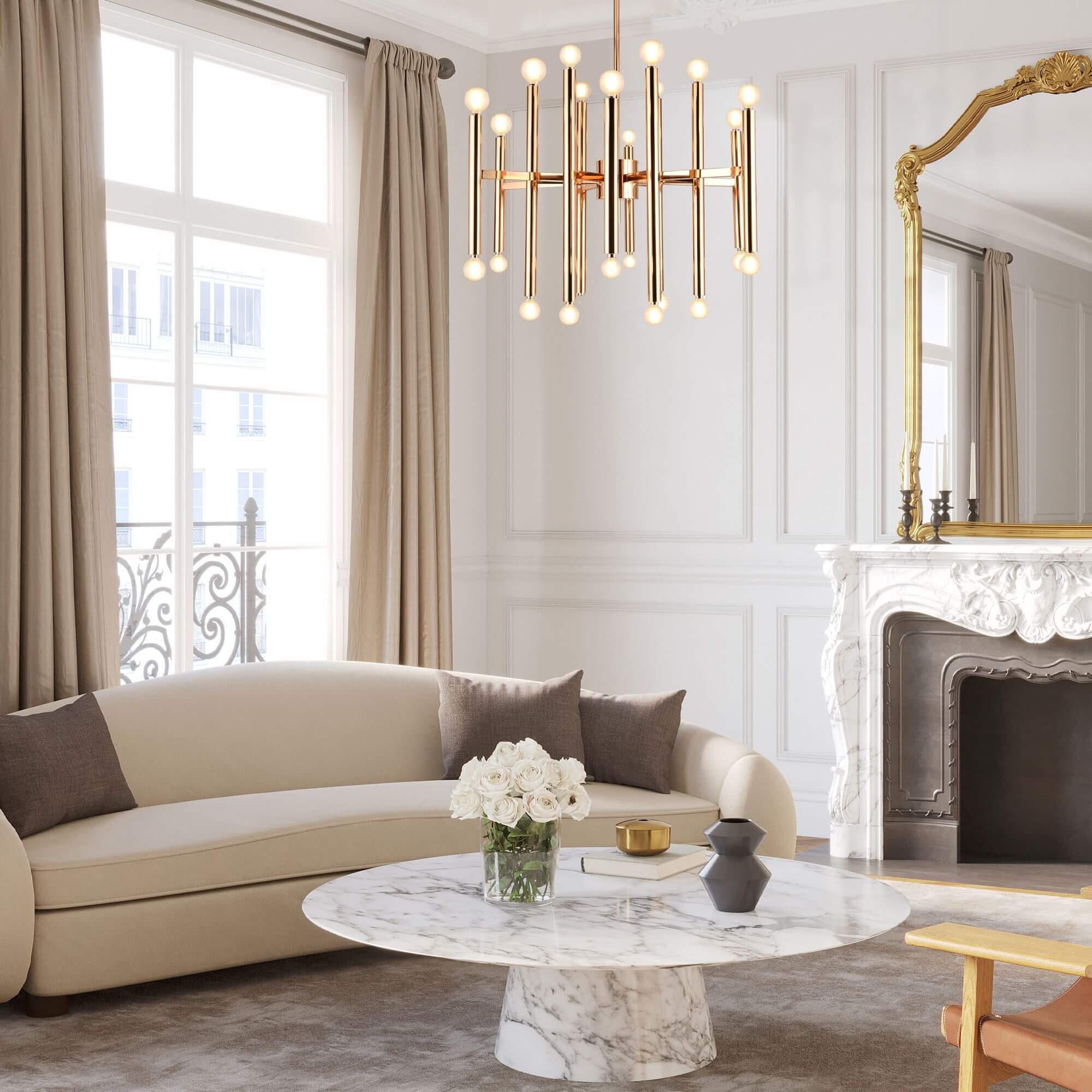 Melrose 24-Light Pendant in Bronze, Lifestyle View.
