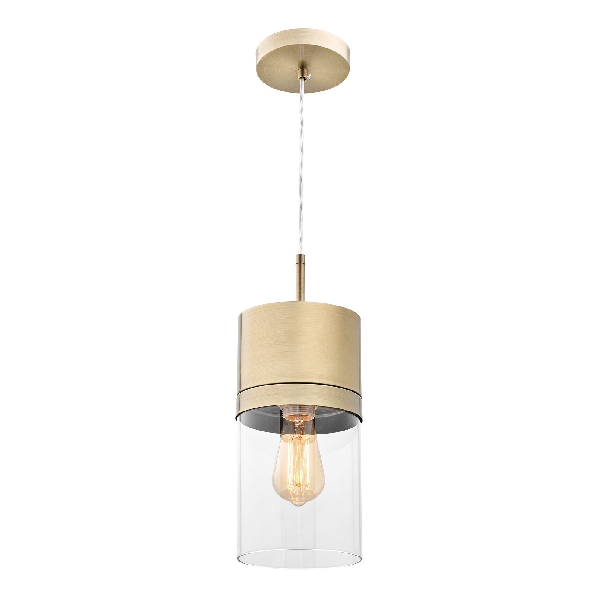 Athena Pendant in 1-Light / Bronze, Three-Quarter View.