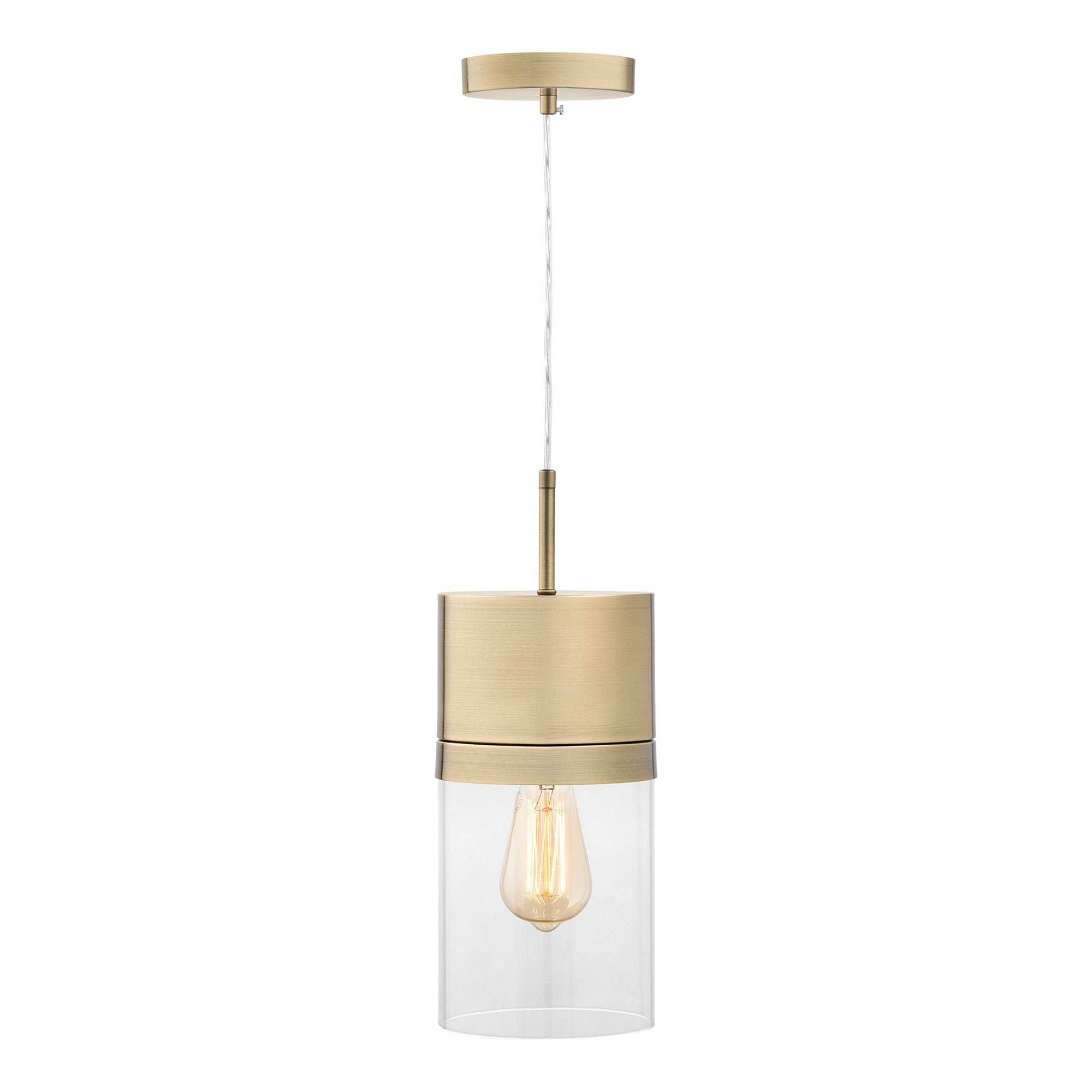 Athena Pendant in 1-Light / Bronze, Front View.