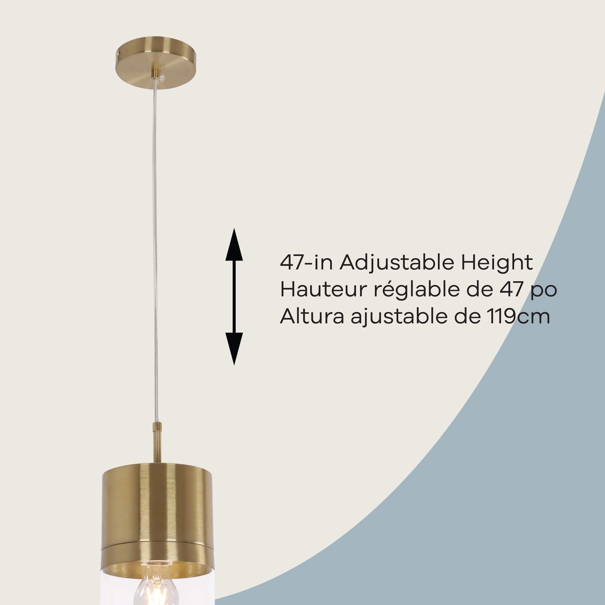 Athena Pendant in 1-Light / Gold, alternate detail view 3.