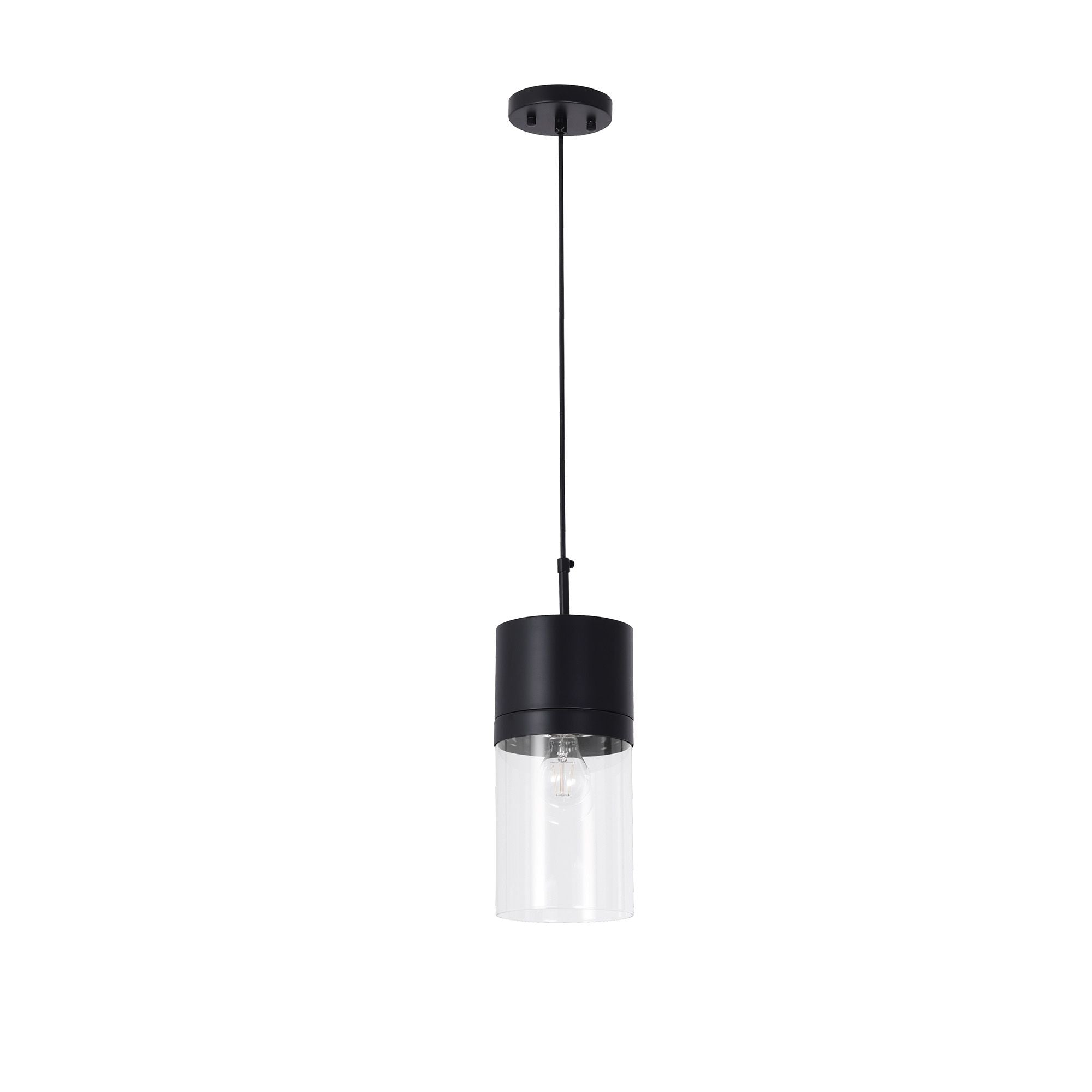 Athena Pendant in 1-Light / Matte Black, Front View.