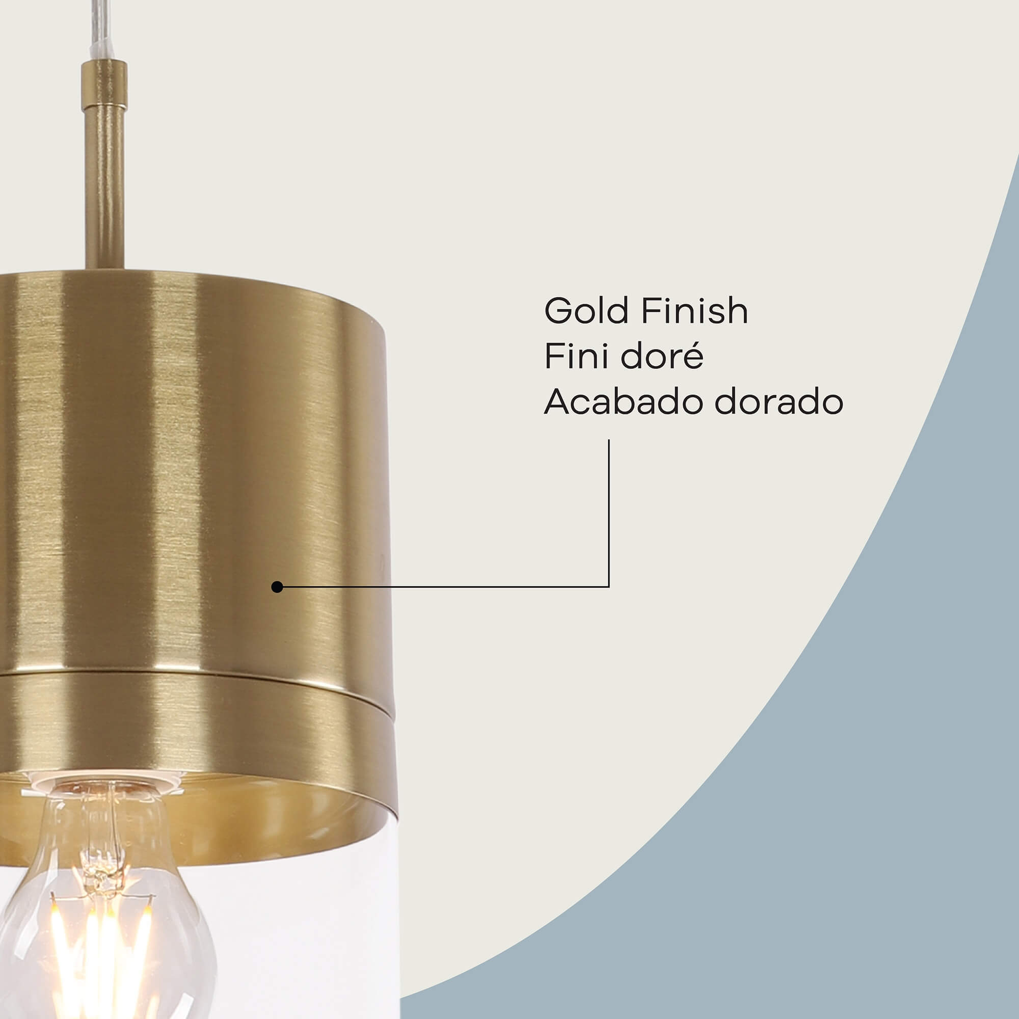 Athena Pendant in 3-Light / Gold, alternate detail view 1.