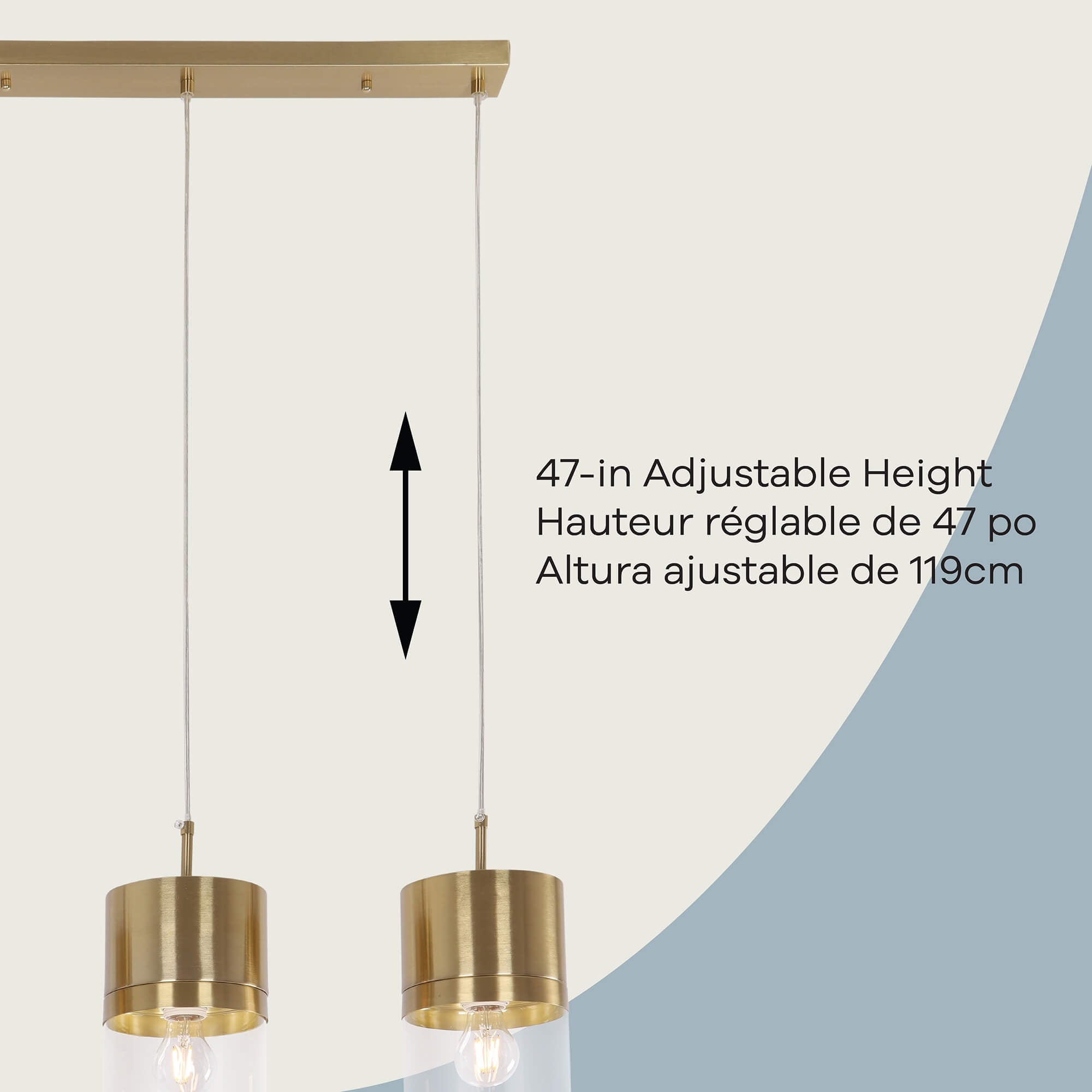 Athena Pendant in 3-Light / Gold, alternate detail view 3.