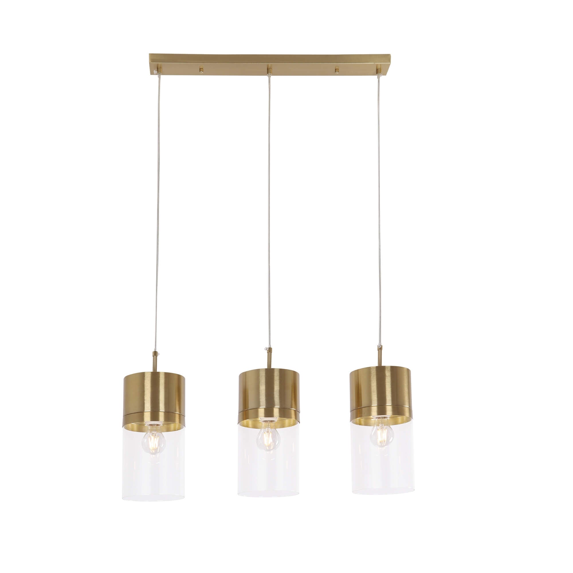 Athena Pendant in 3-Light / Gold, front view.