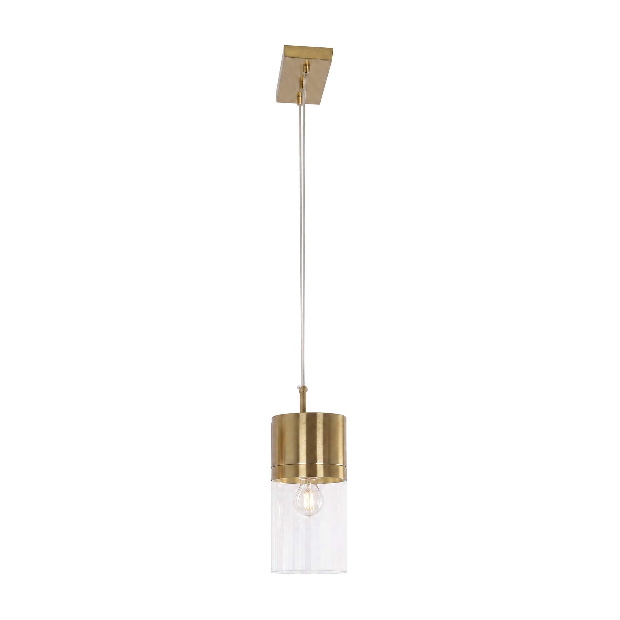 Athena Pendant in 3-Light / Gold, side view.
