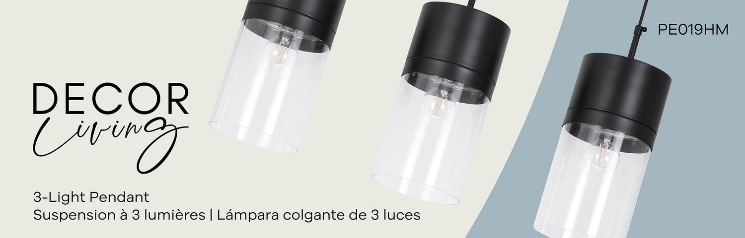 Athena Pendant in 3-Light / Matte Black, Block Image 1.