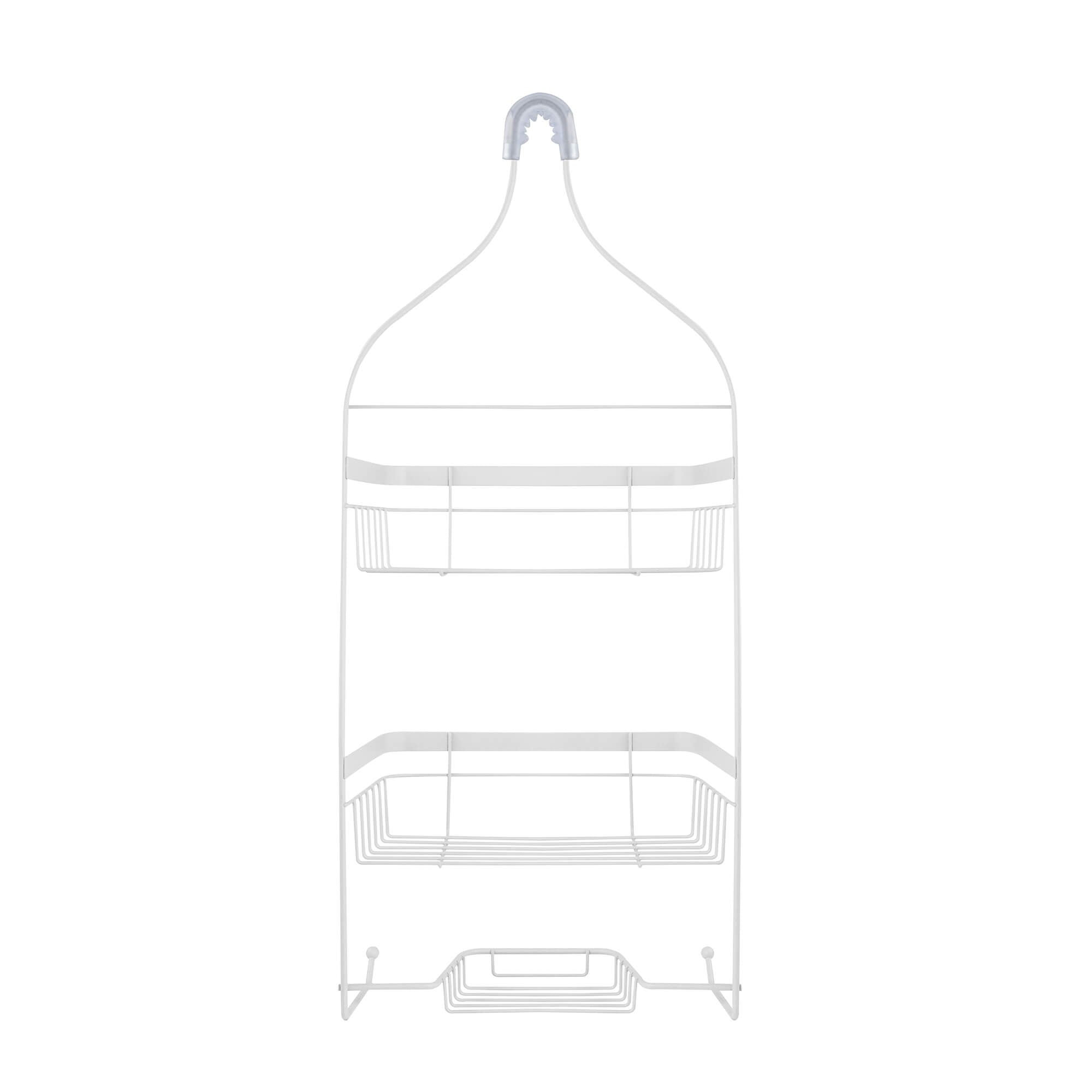 Savannah 3-Tier Shower Caddy in Matte White, back view.