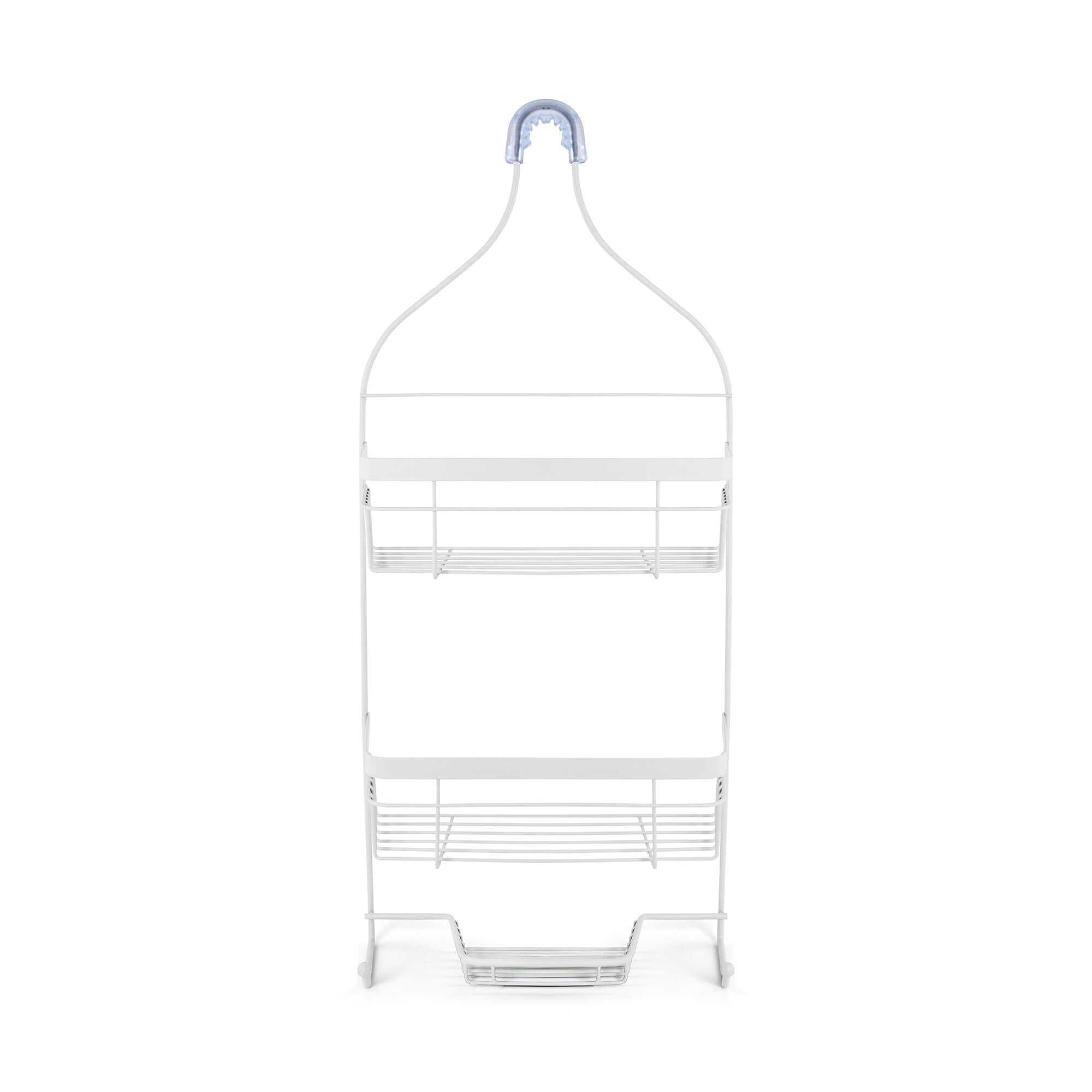 Savannah 3-Tier Shower Caddy in Matte White, front view.
