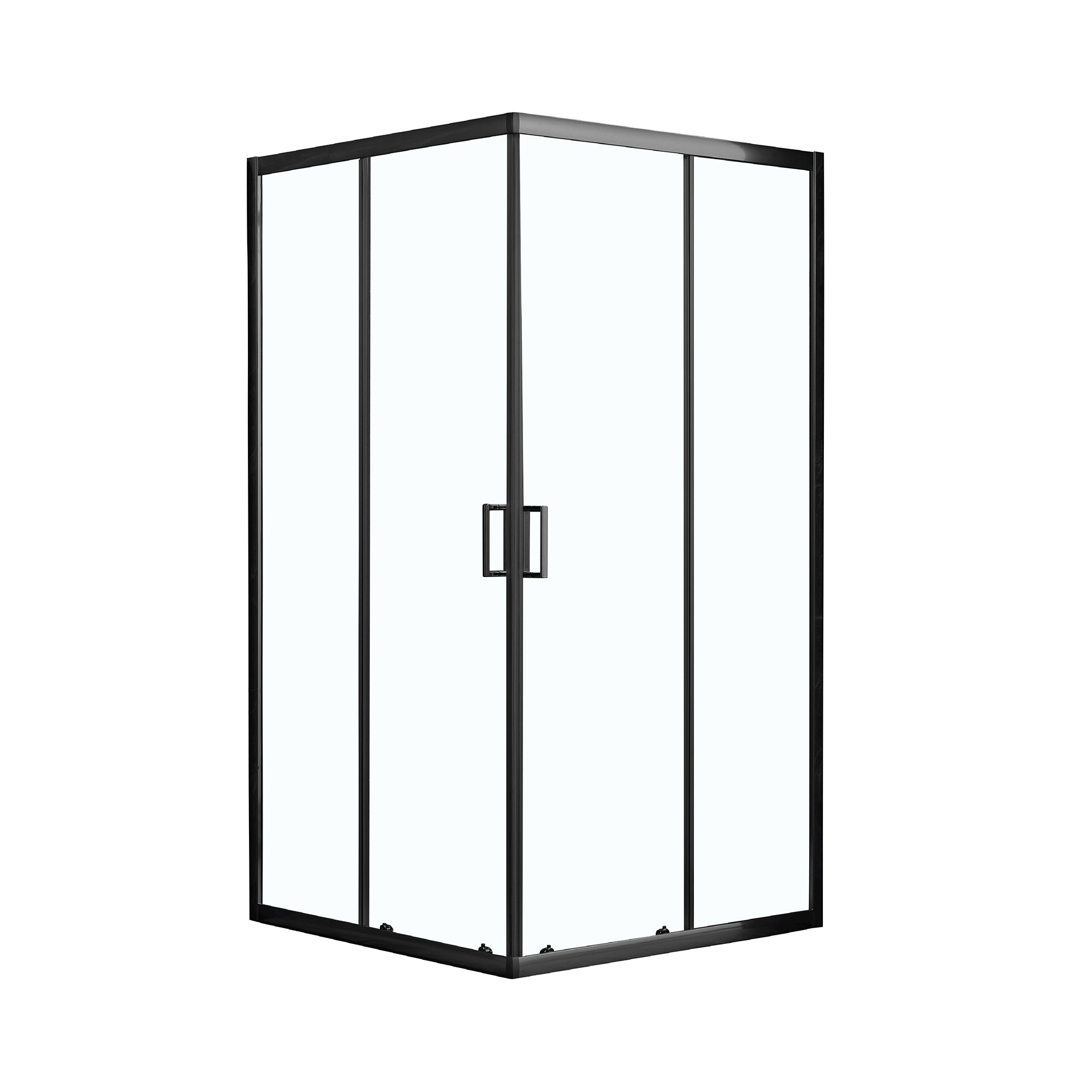 Kobe Enclosed Shower Door in Matte Black, Front View.
