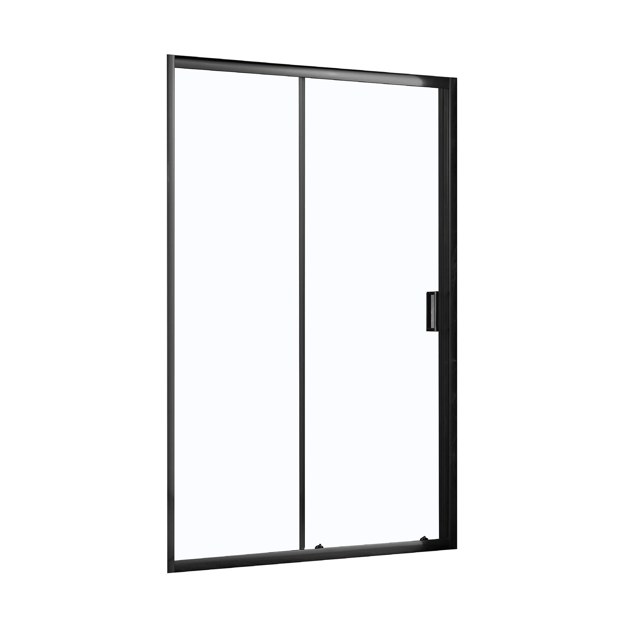 Klyde Sliding Shower Door in 47 in / Matte Black, Back View.
