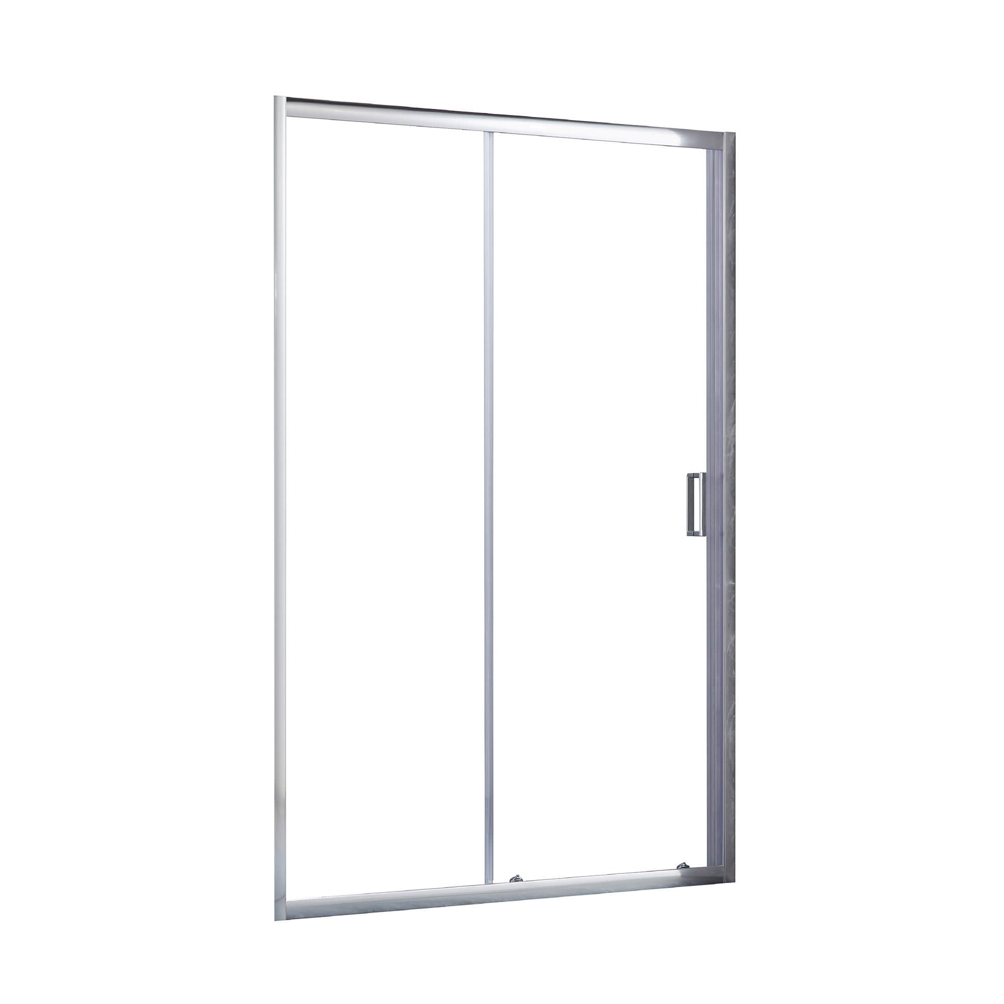 Klyde Sliding Shower Door in 47 in / Stainless Steel, Back View.
