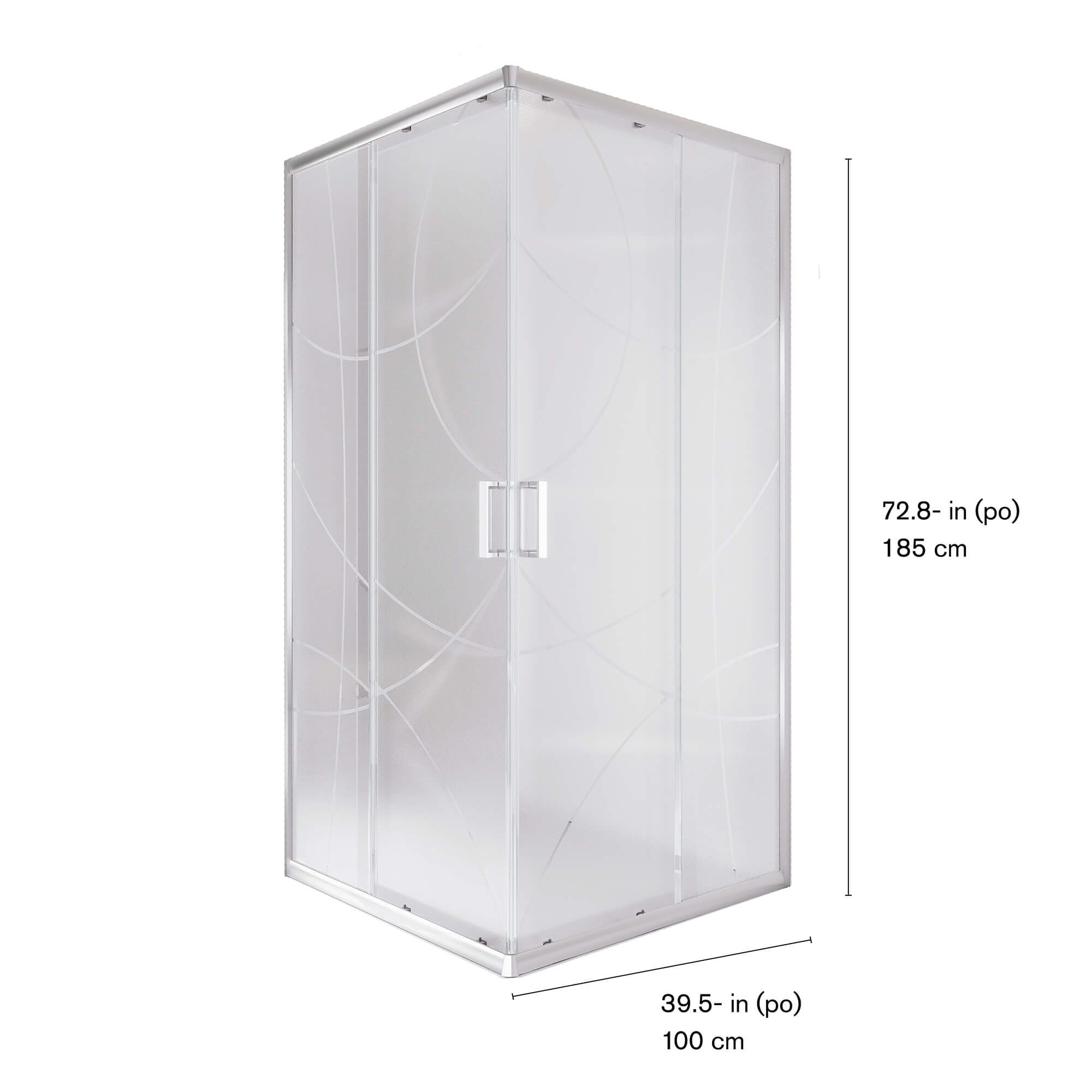 Cubo Shower Door, Dimensions Diagram.