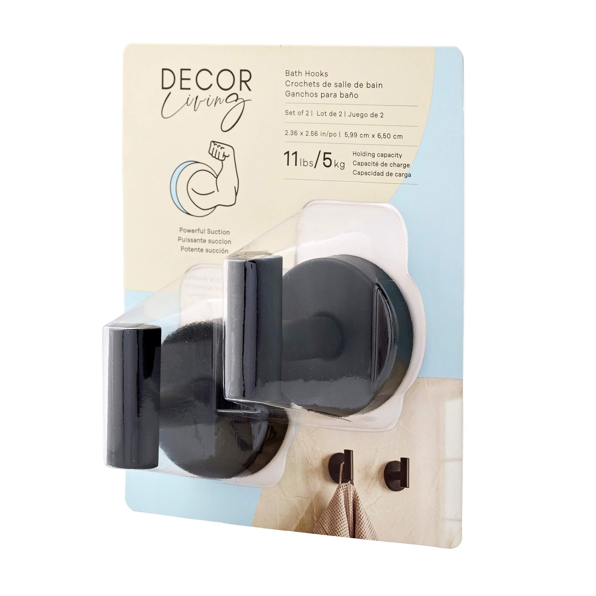 Robin  2-Pack Robe Hooks, packaging view.