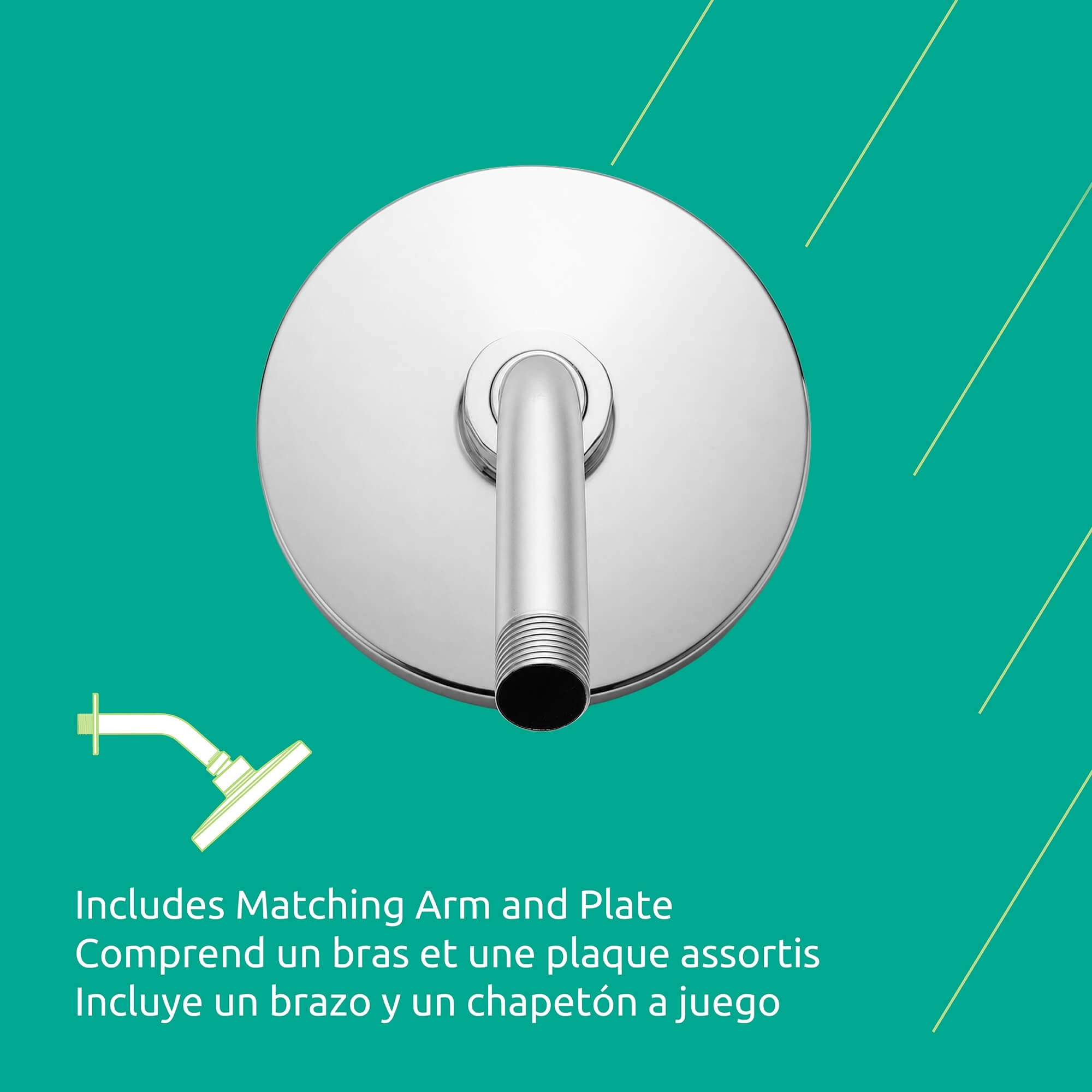 Lina 1 Function Shower Head in Chrome, Attribute Detail View 3.