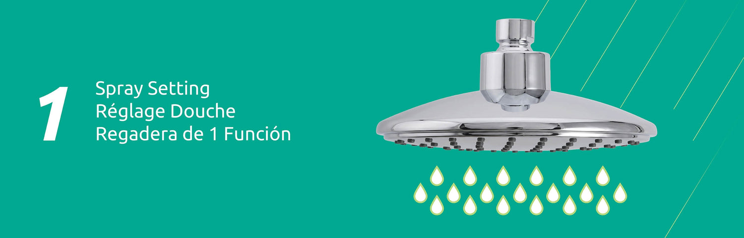 Lina 1 Function Shower Head in Chrome, Block Image 1.