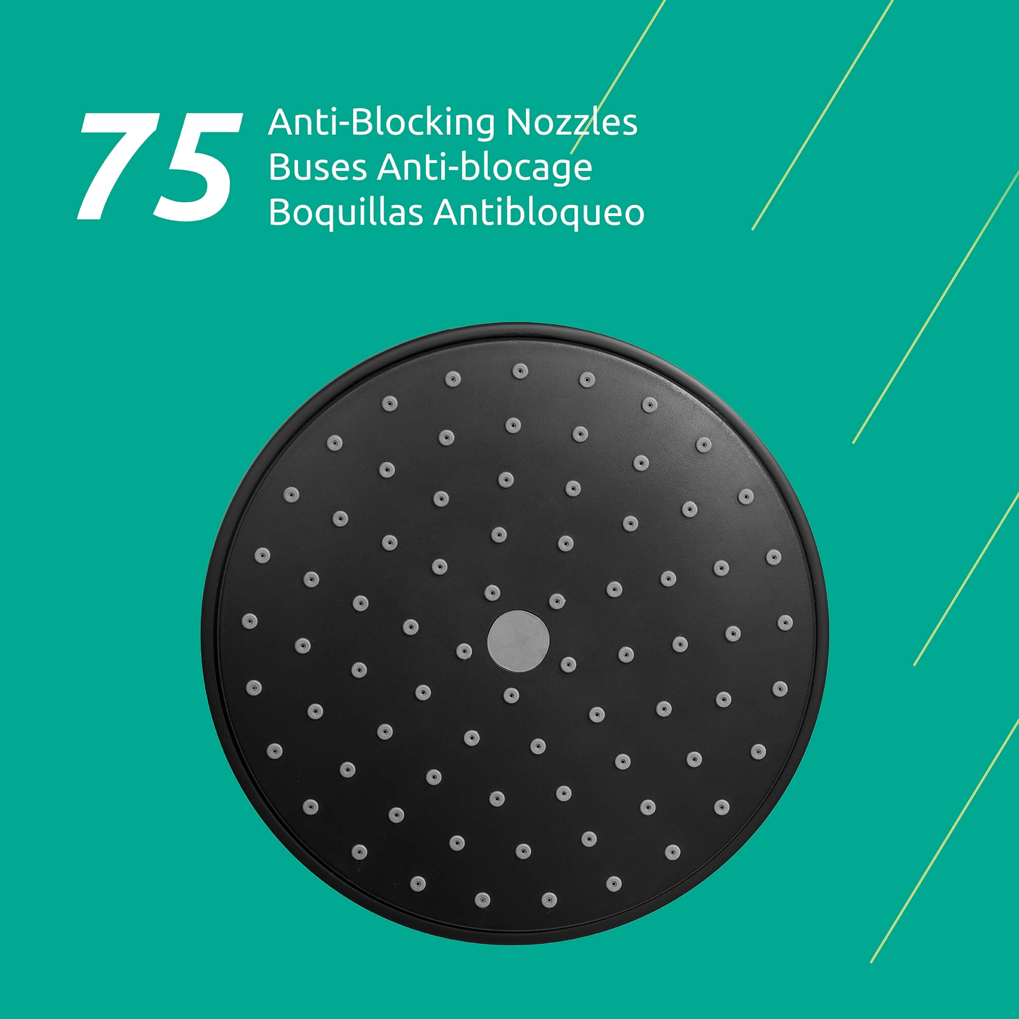 Lina 1 Function Shower Head in Matte Black, Attribute Detail View 1.