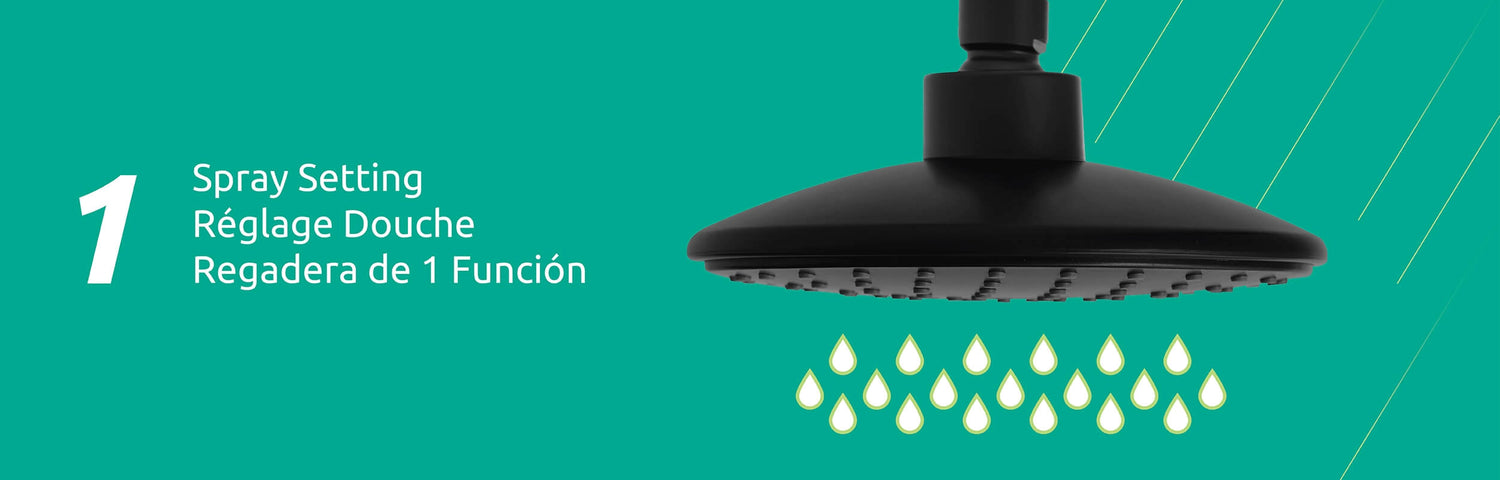Lina 1 Function Shower Head in Matte Black, Block Image 1.