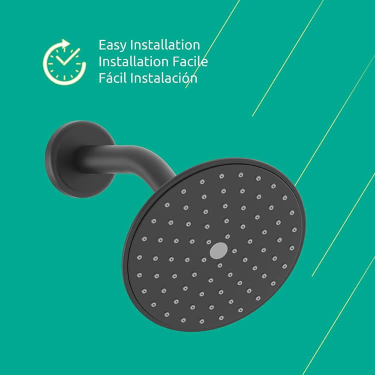 Lina 1 Function Shower Head in Matte Black, Block Image 4.