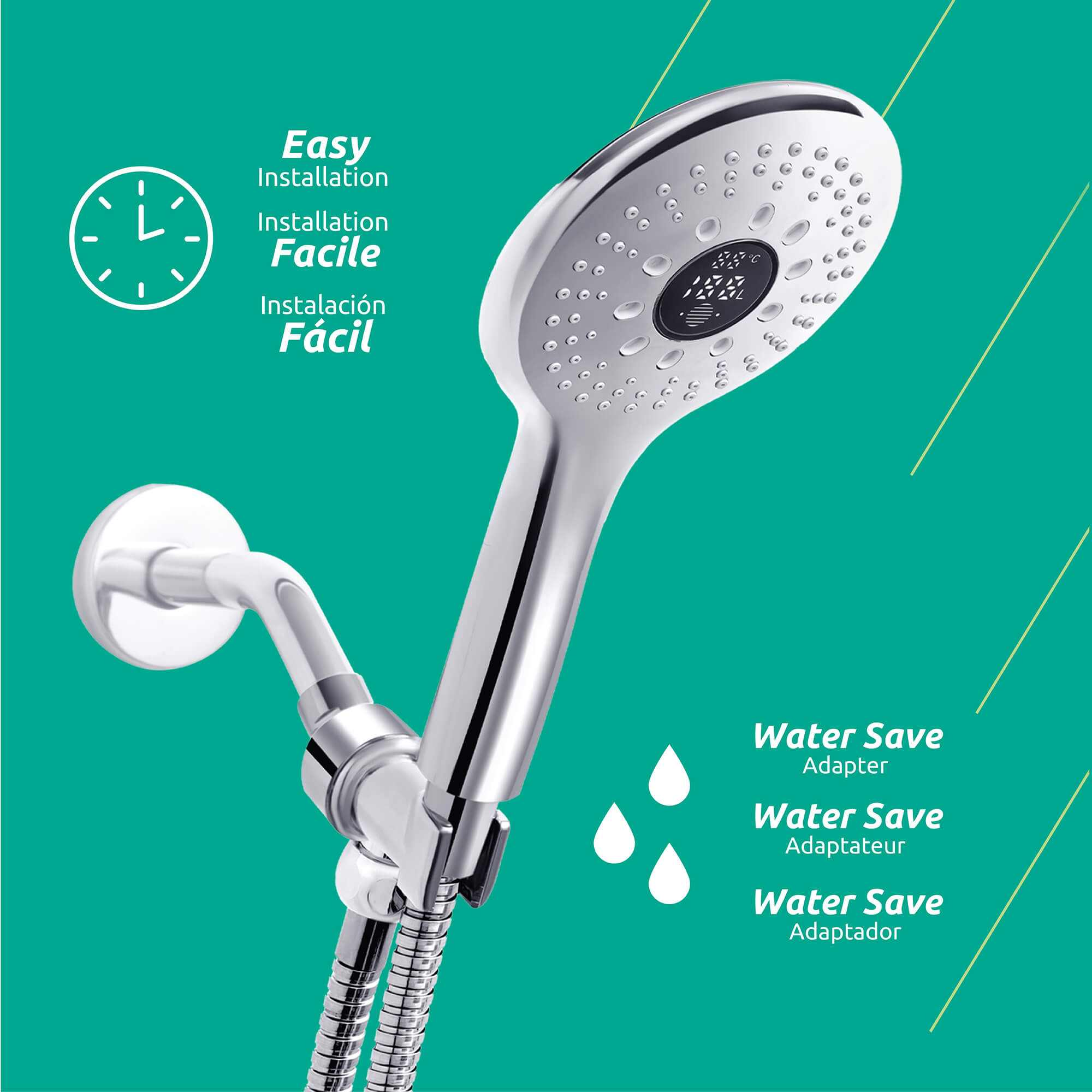 Laia 2-Spray Handheld Showerhead with LED Display