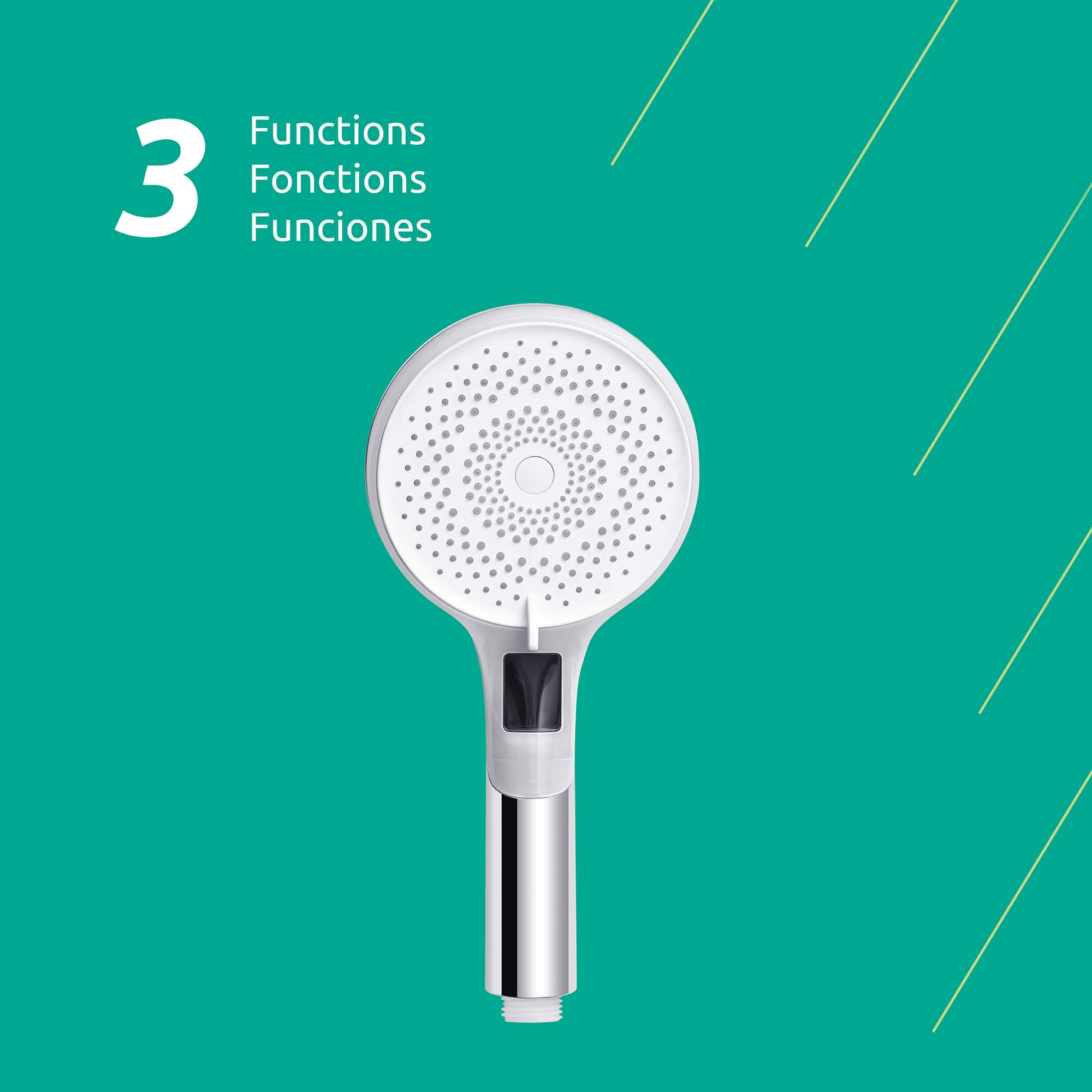 Novo 3-Spray Handheld Showerhead with LED Display