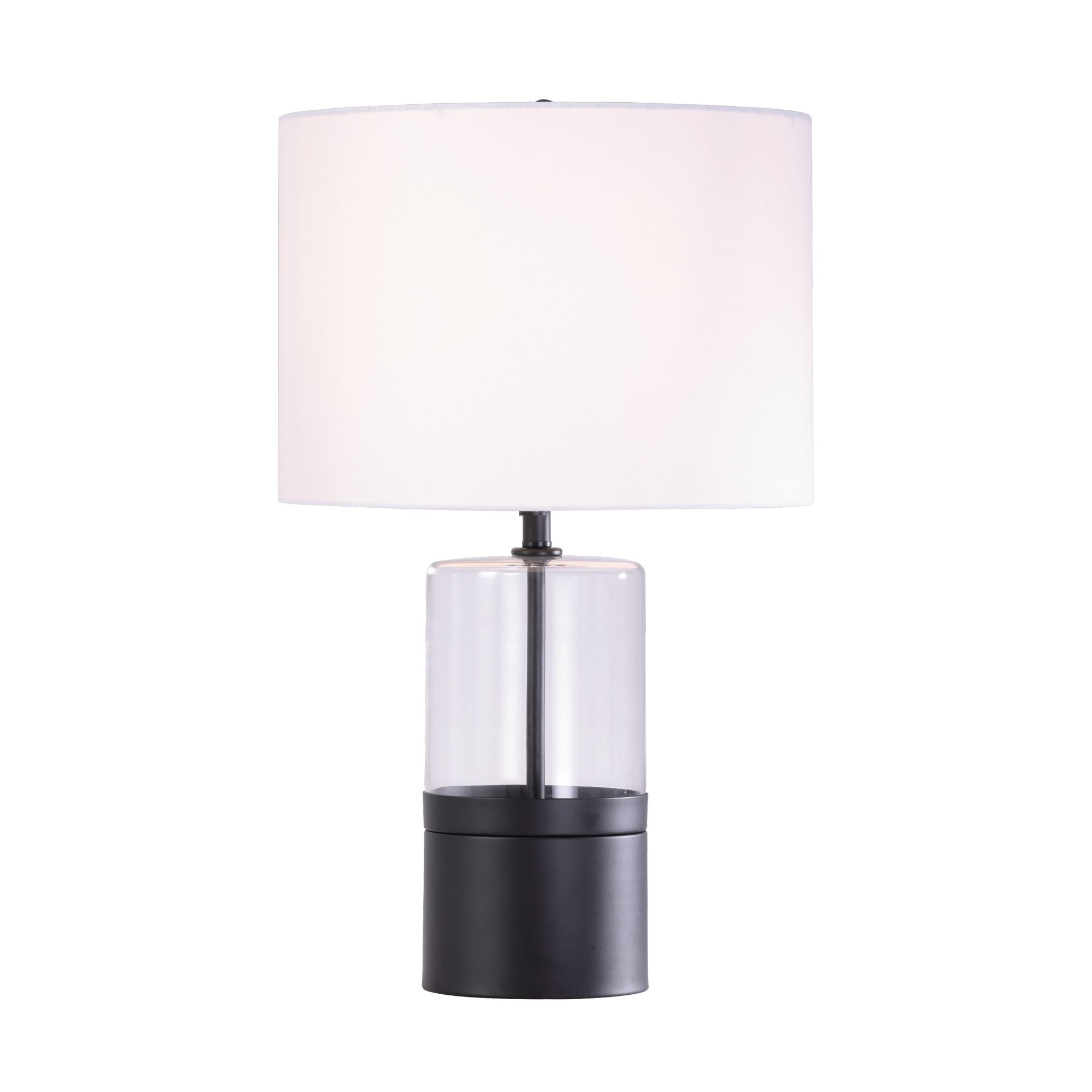 Athena 1-Light Table Lamp in Matte Black, Front View.