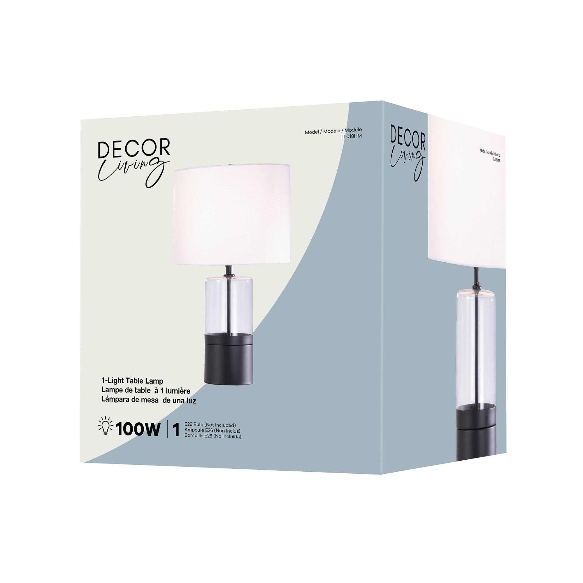 Athena 1-Light Table Lamp in Matte Black, Packaging View.